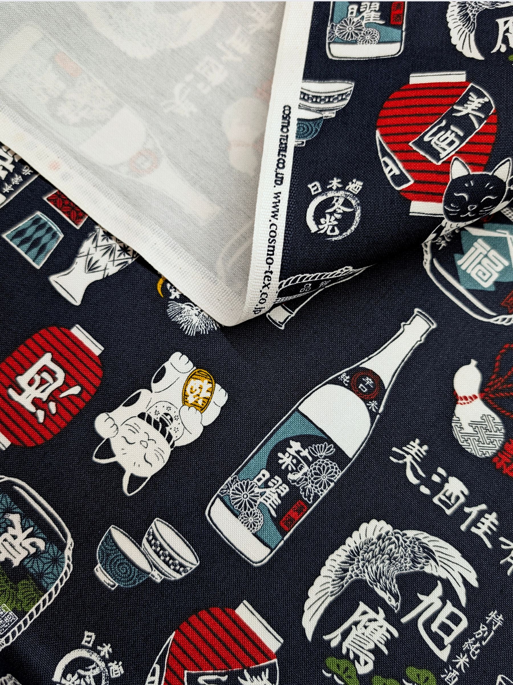 Cosmo - Sake Time Cotton Oxford Canvas Fabric - Blue