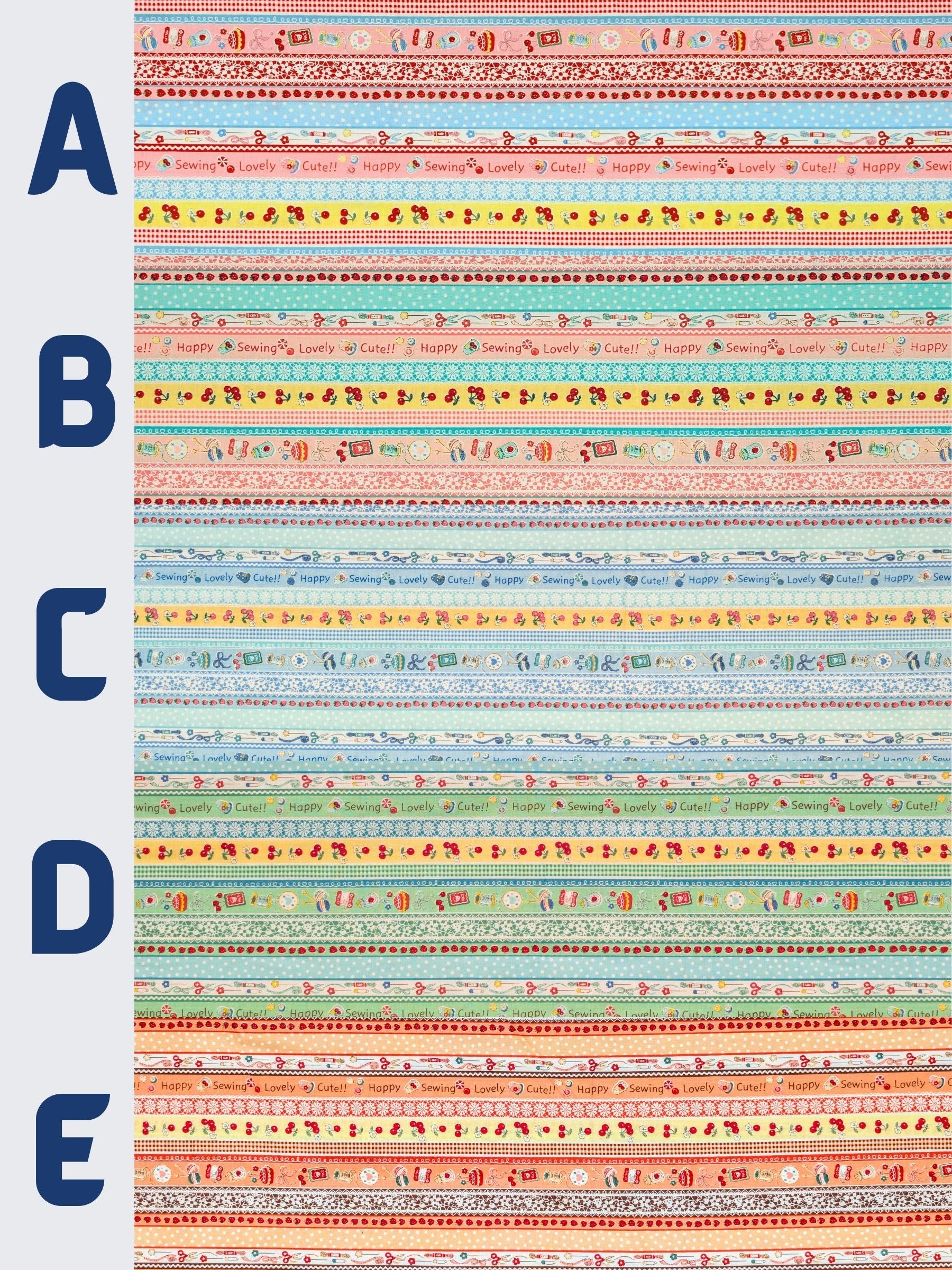 Yuwa - Cute Crafting Stripes Cotton Sheeting Fabric - Blue