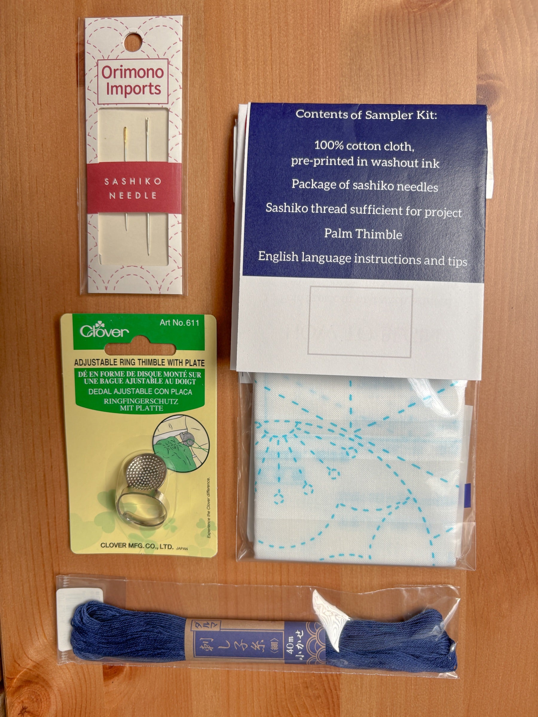 KimonoMomo - Moon Rabbit Cotton Sashiko Fukin Sampler Kit - White