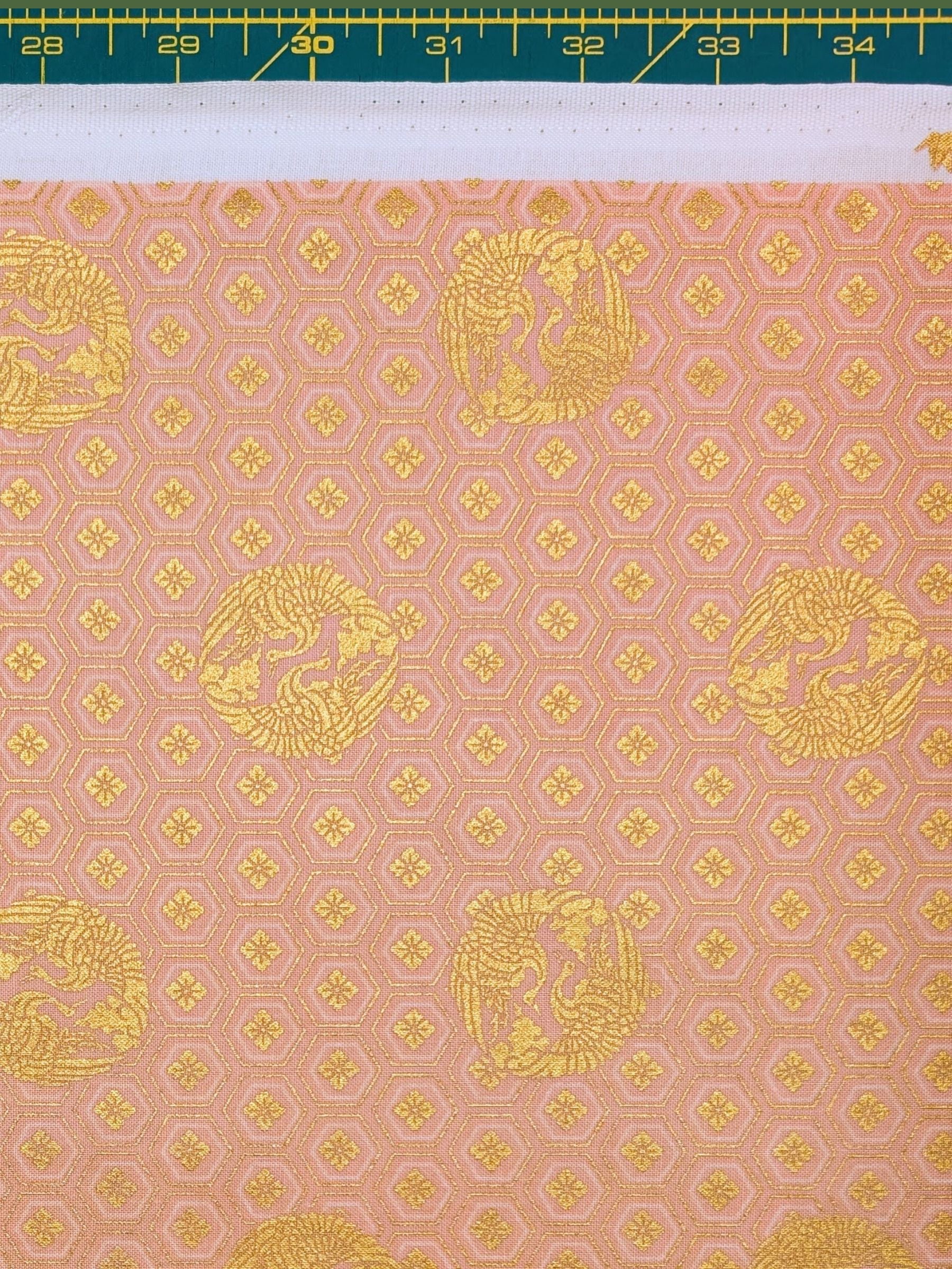 QuiltGate - Golden Cranes and Kikko Cotton Fabric - Pink