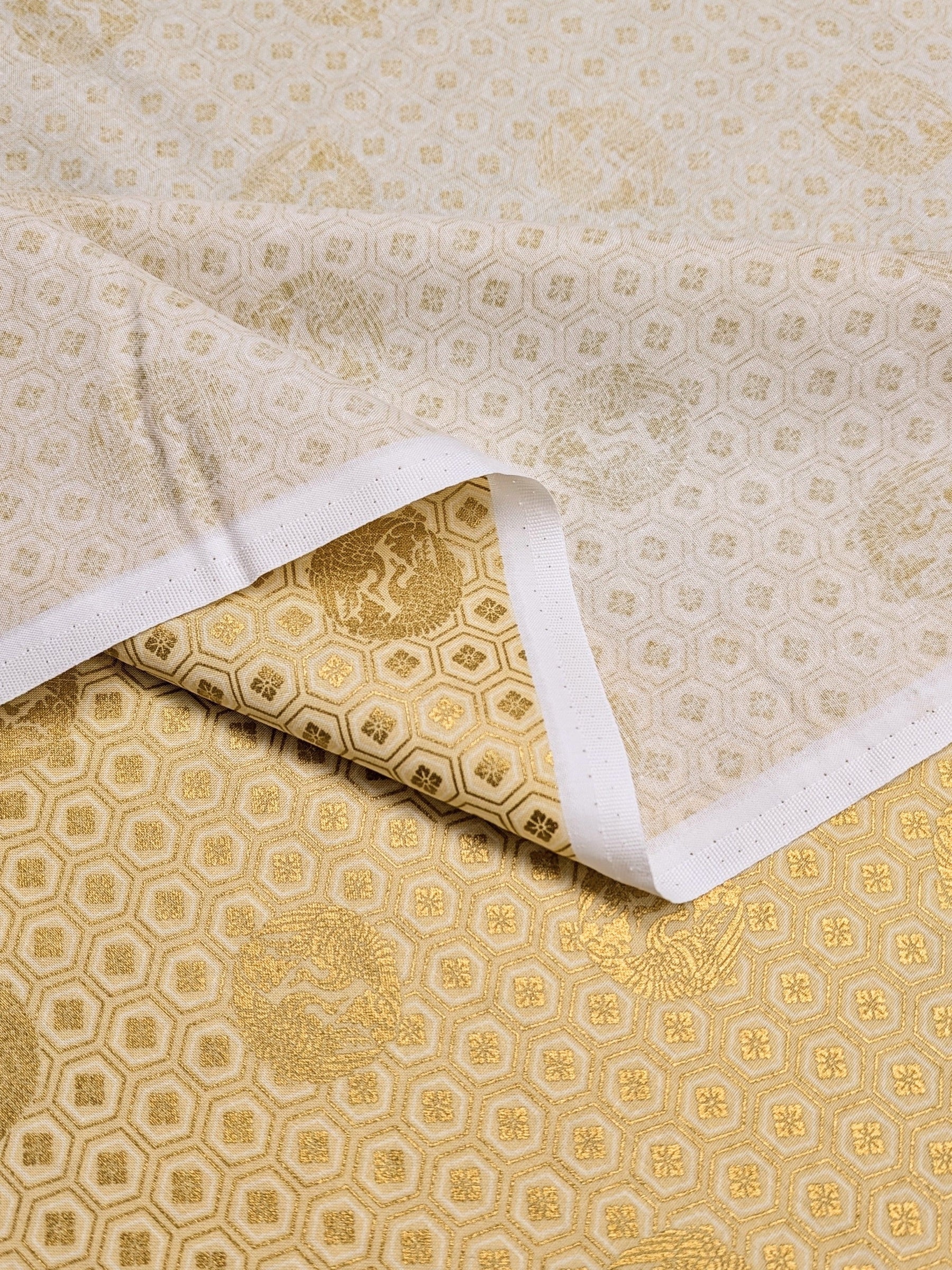 QuiltGate - Golden Cranes and Kikko Cotton Fabric - Beige