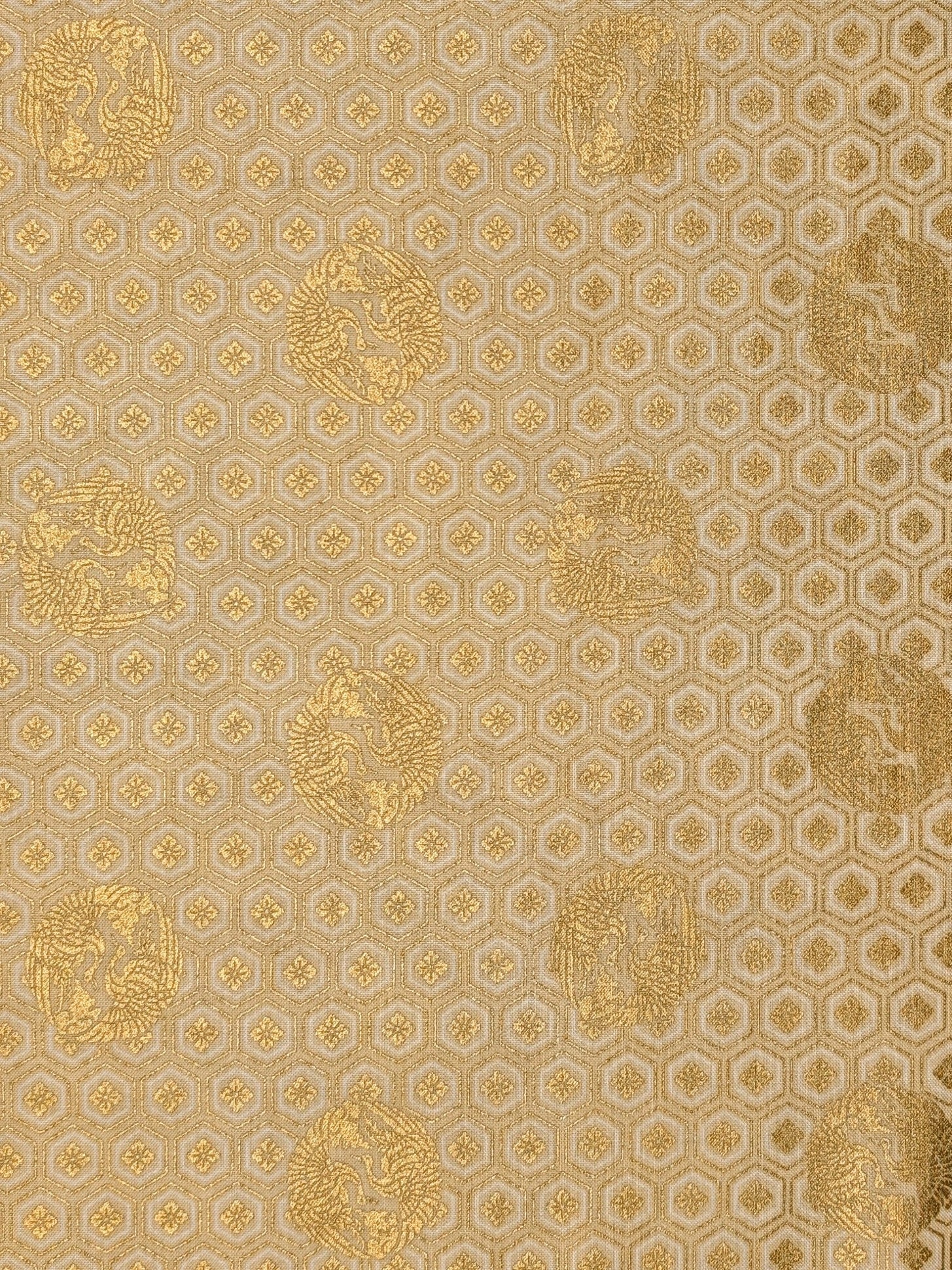 QuiltGate - Golden Cranes and Kikko Cotton Fabric - Beige