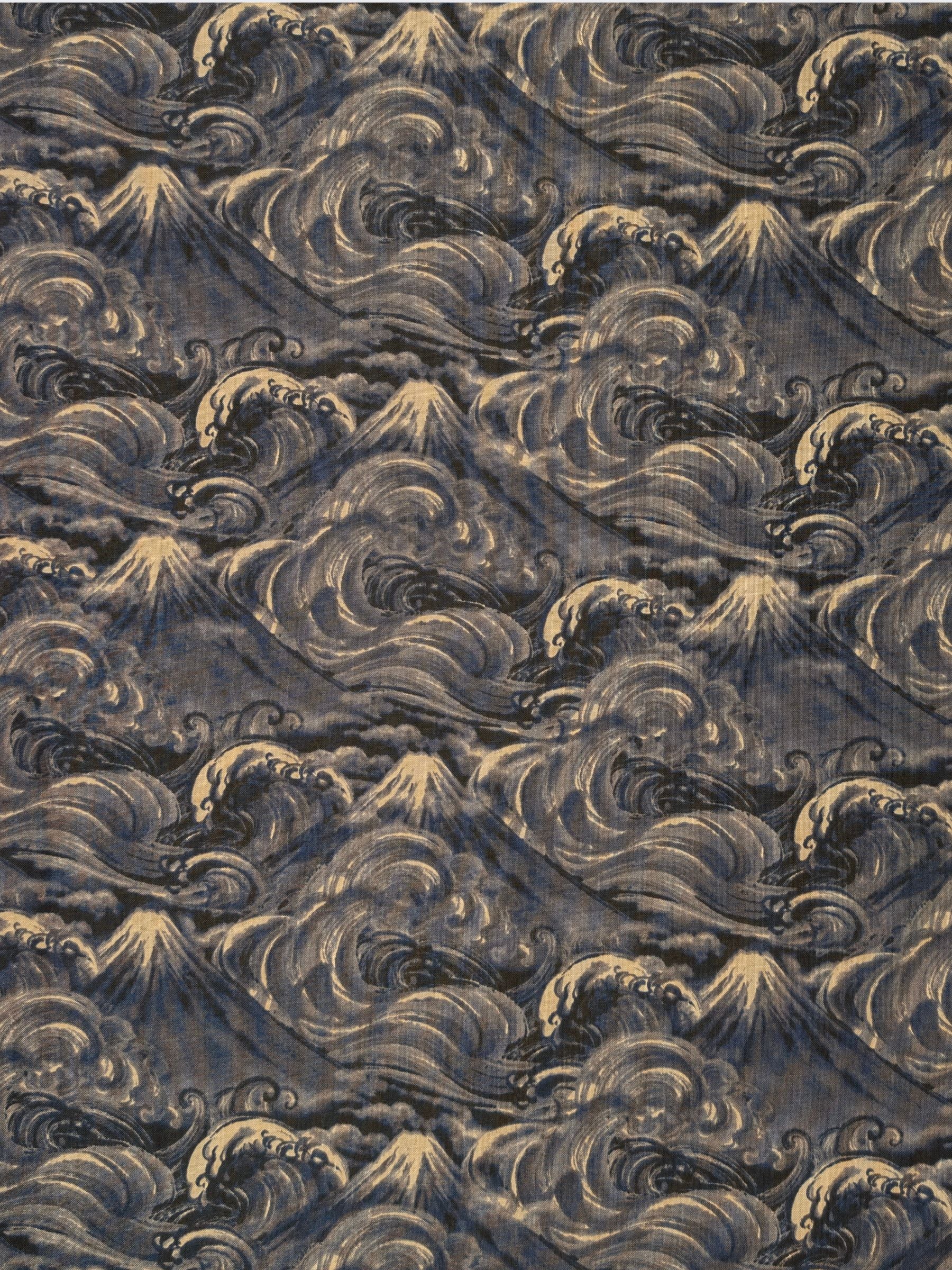 Quilt Gate - Cloudy Brushed Ocean Mountains Cotton Sheeting Fabric - Dark Blue