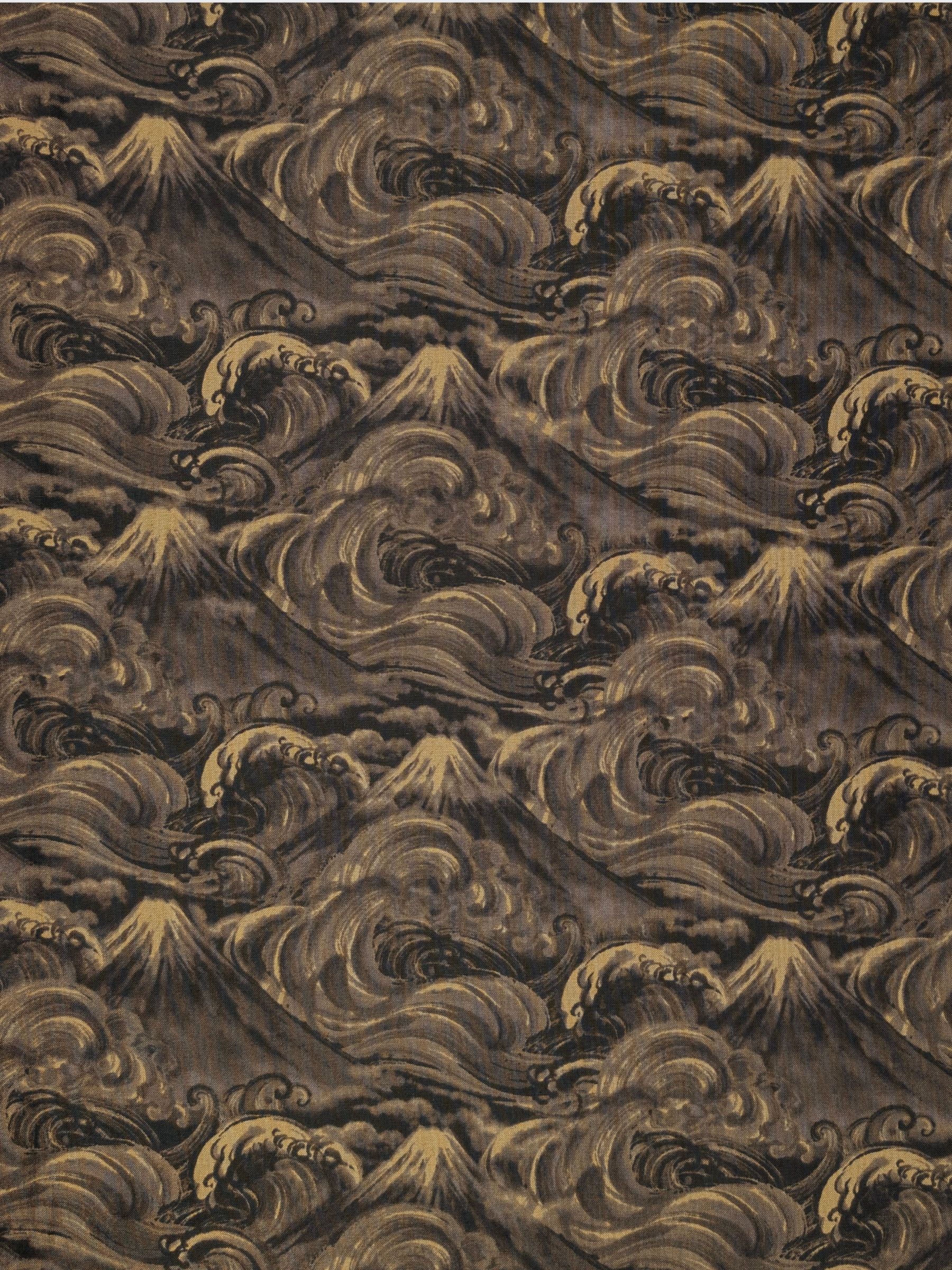 Quilt Gate - Cloudy Brushed Ocean Mountains Cotton Sheeting Fabric - Gray Black