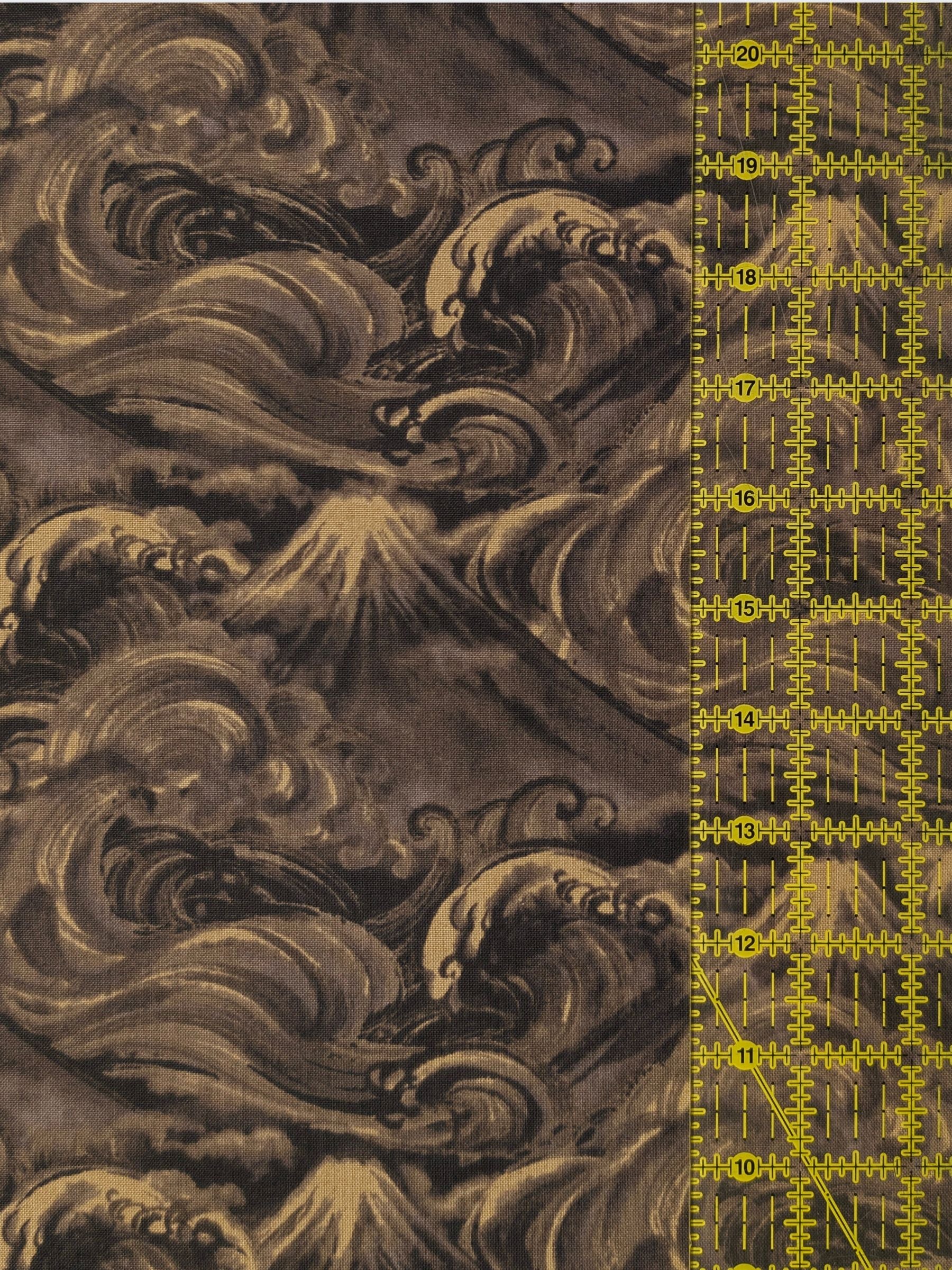 Quilt Gate - Cloudy Brushed Ocean Mountains Cotton Sheeting Fabric - Gray Black