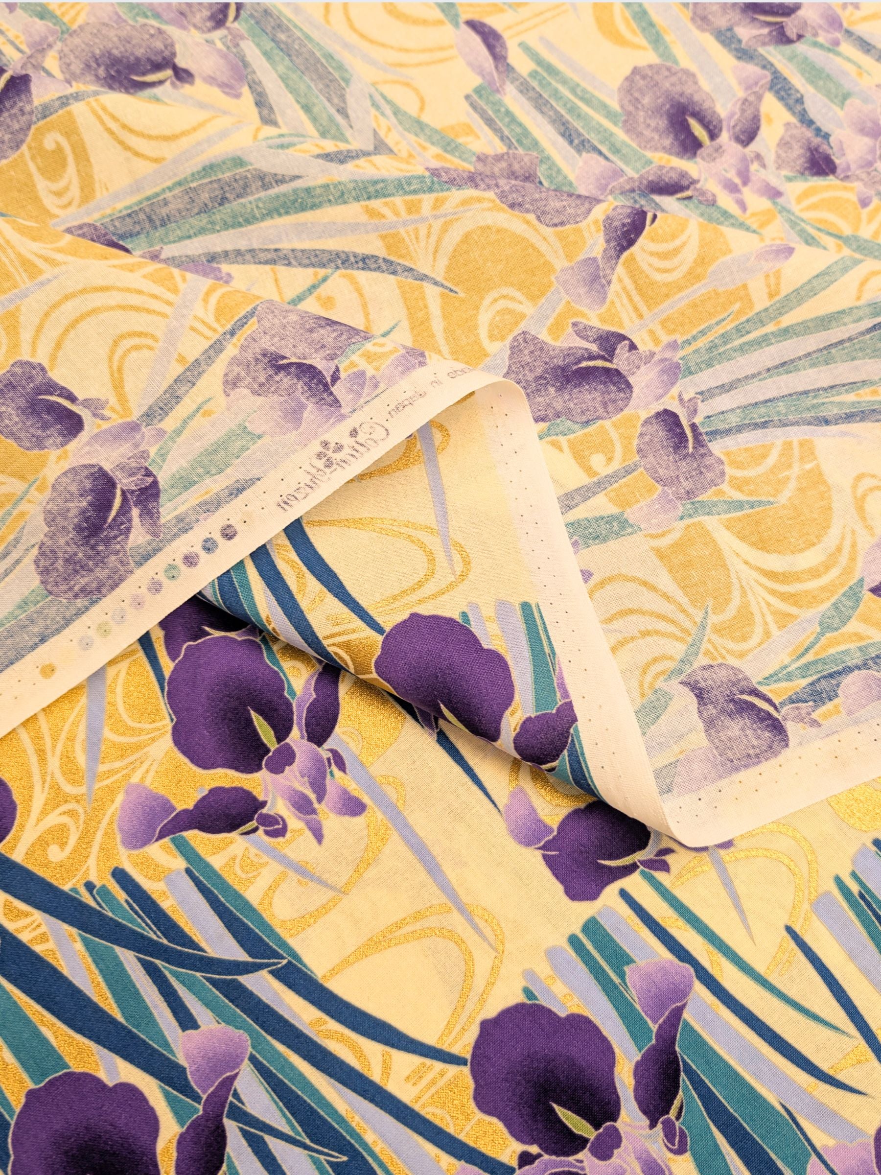 Naka - Golden Iris Cotton Sheeting Fabric - Purple