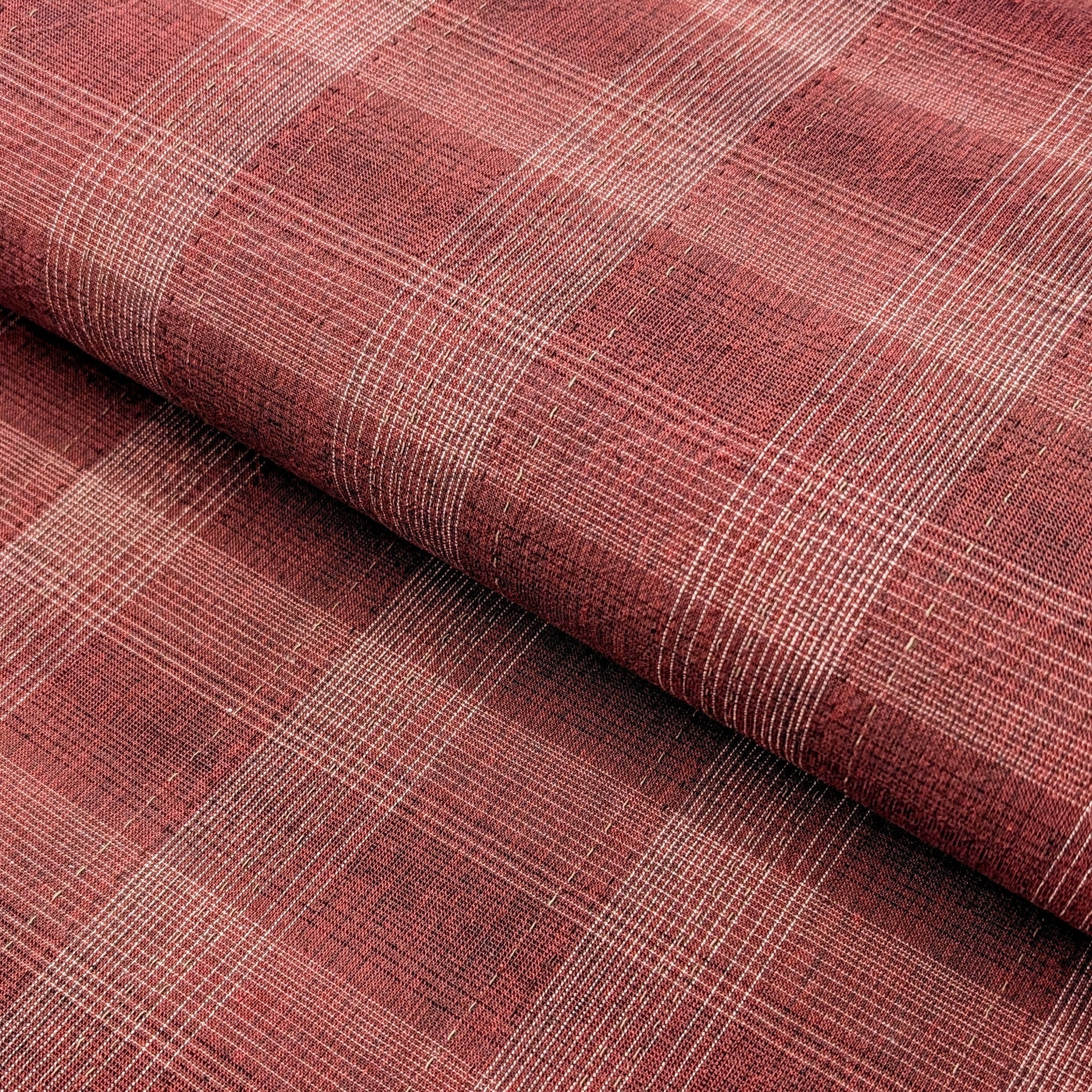 MYD - Glen Check Plaid Yarn Dyed Cotton Fabric - Burgundy