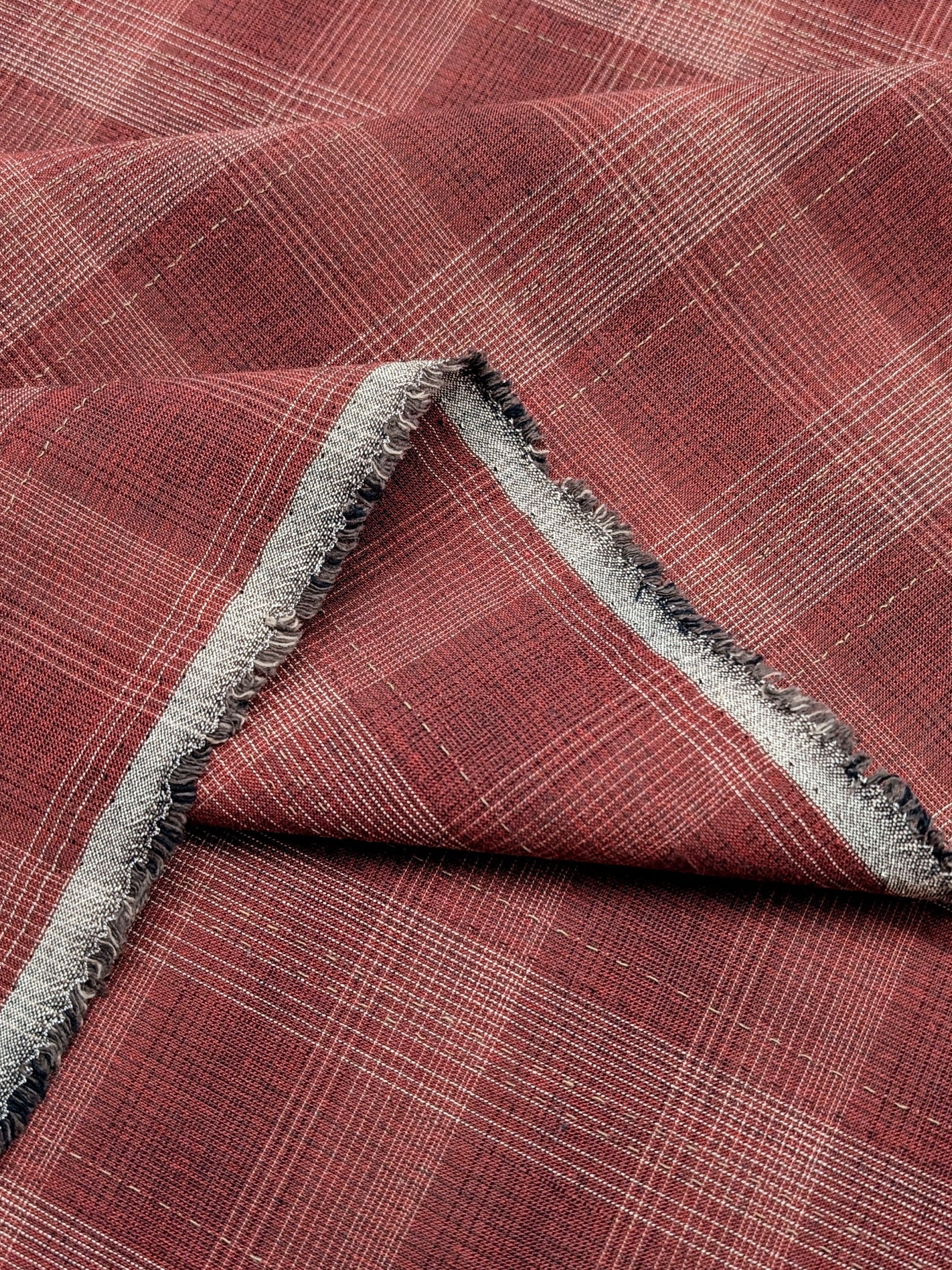 MYD - Glen Check Plaid Yarn Dyed Cotton Fabric - Burgundy