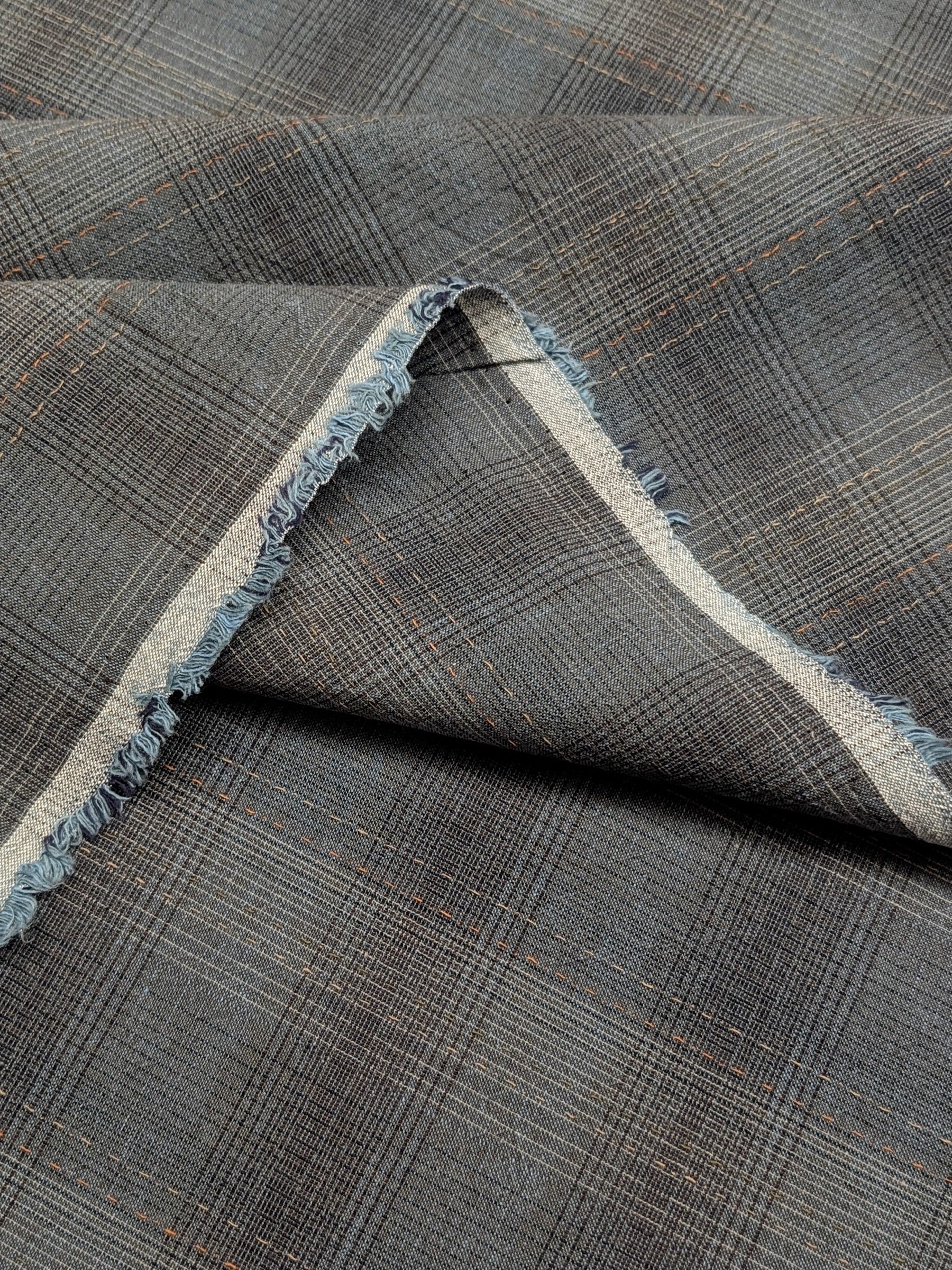 MYD - Glen Check Plaid Yarn Dyed Cotton Fabric - Dark Blue