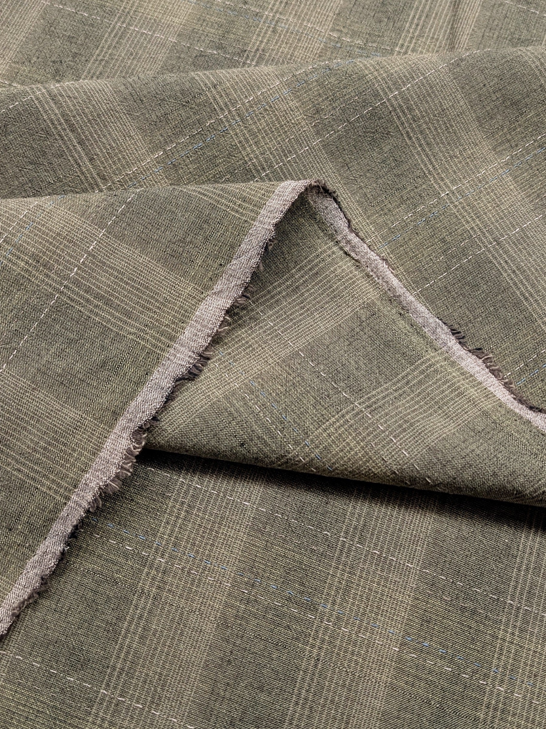 MYD - Glen Check Plaid Yarn Dyed Cotton Fabric - Olive Green