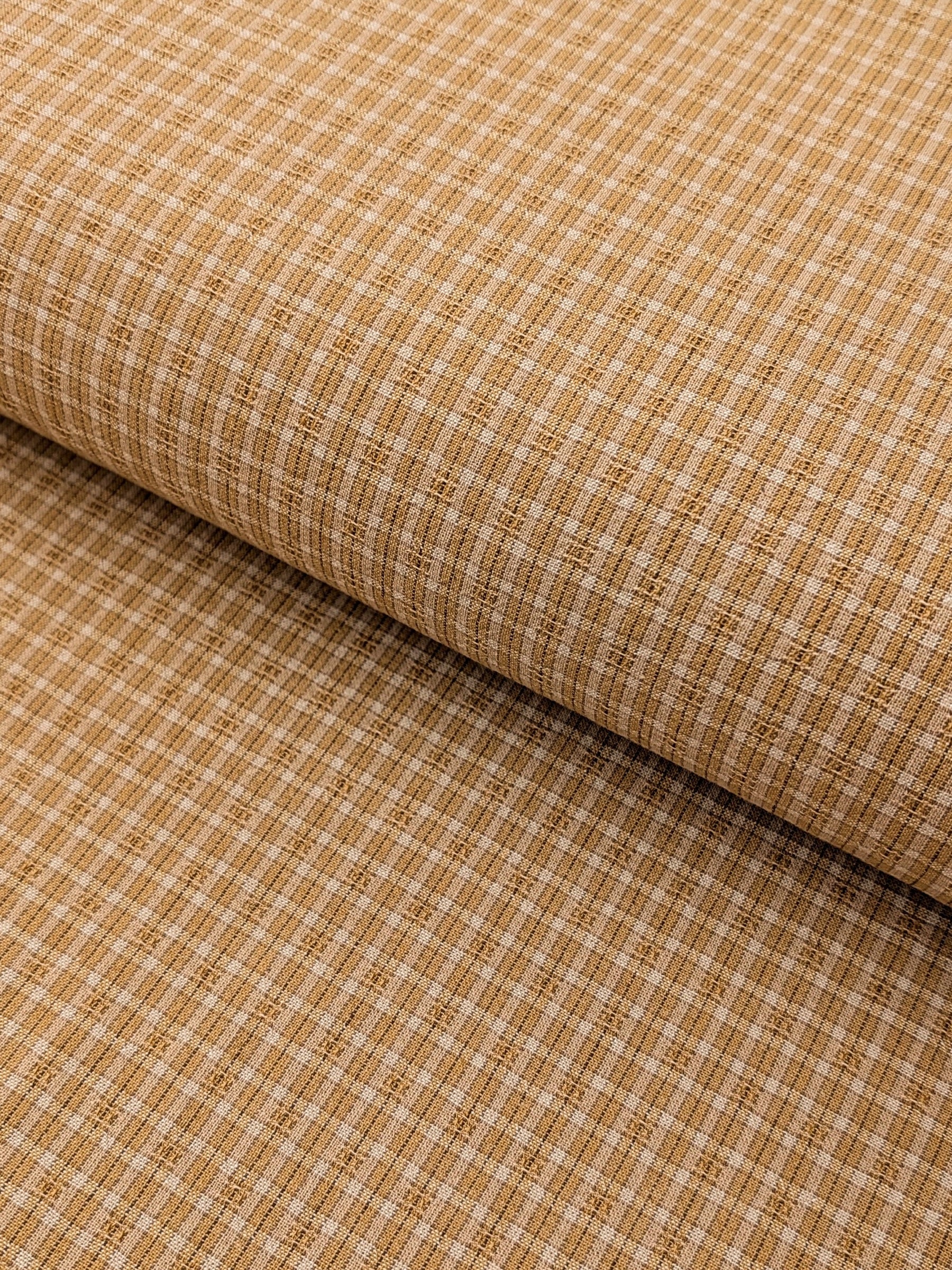 MYD - Textured Tattersall Plaid Yarn Dyed Cotton Fabric - Yellow Beige