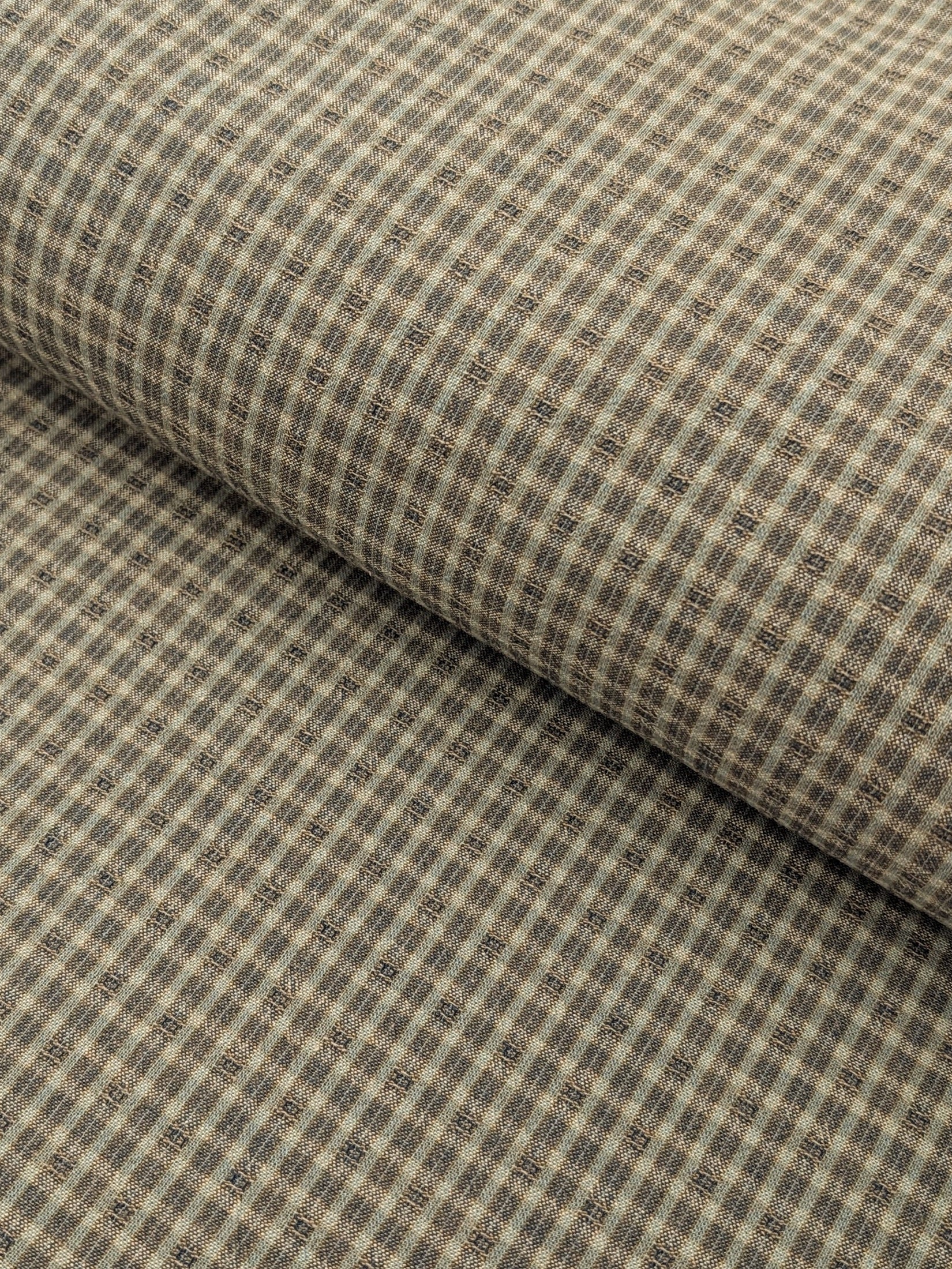 MYD - Textured Tattersall Plaid Yarn Dyed Cotton Fabric - Green Blue