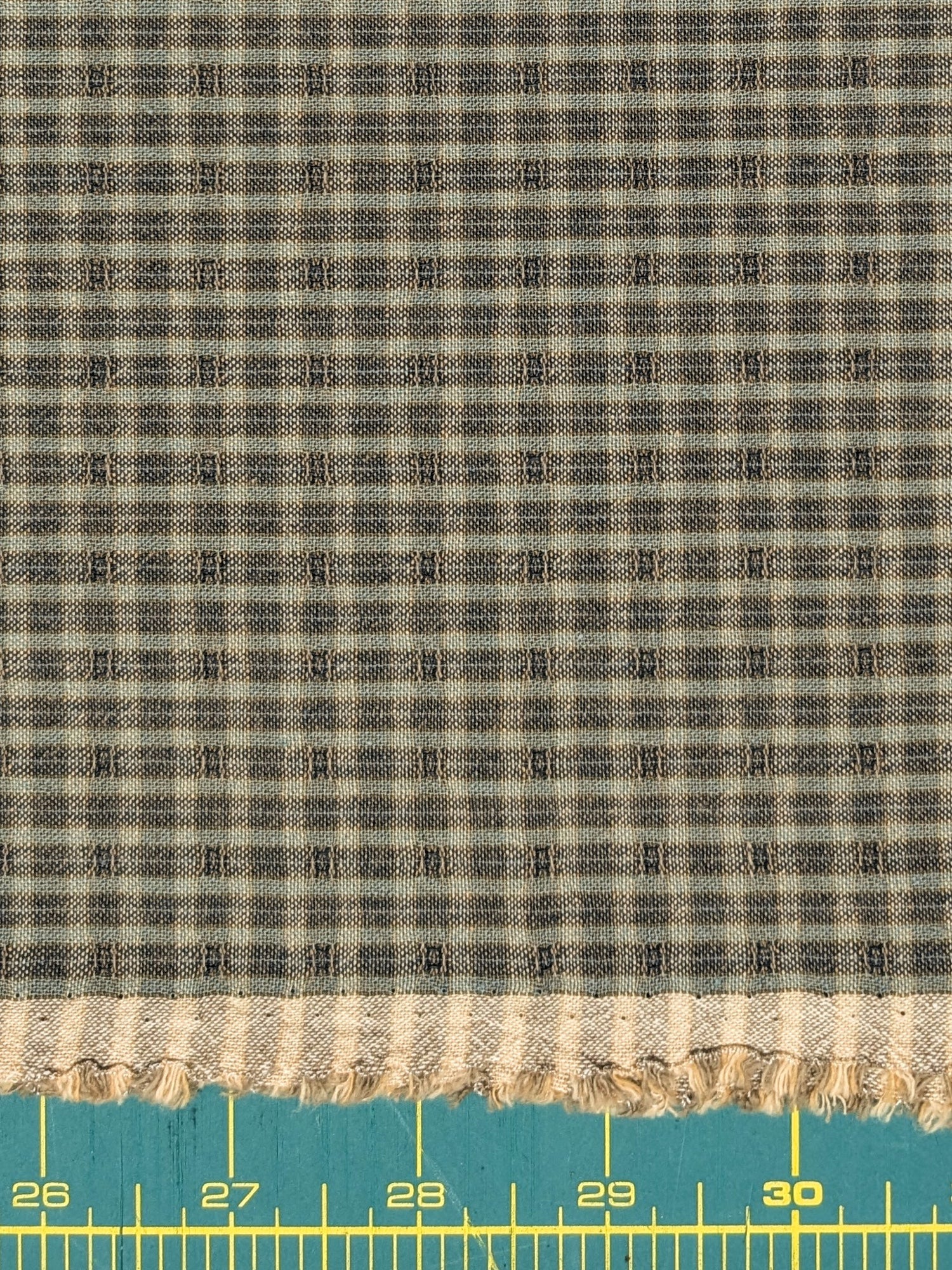 MYD - Textured Tattersall Plaid Yarn Dyed Cotton Fabric - Green Blue