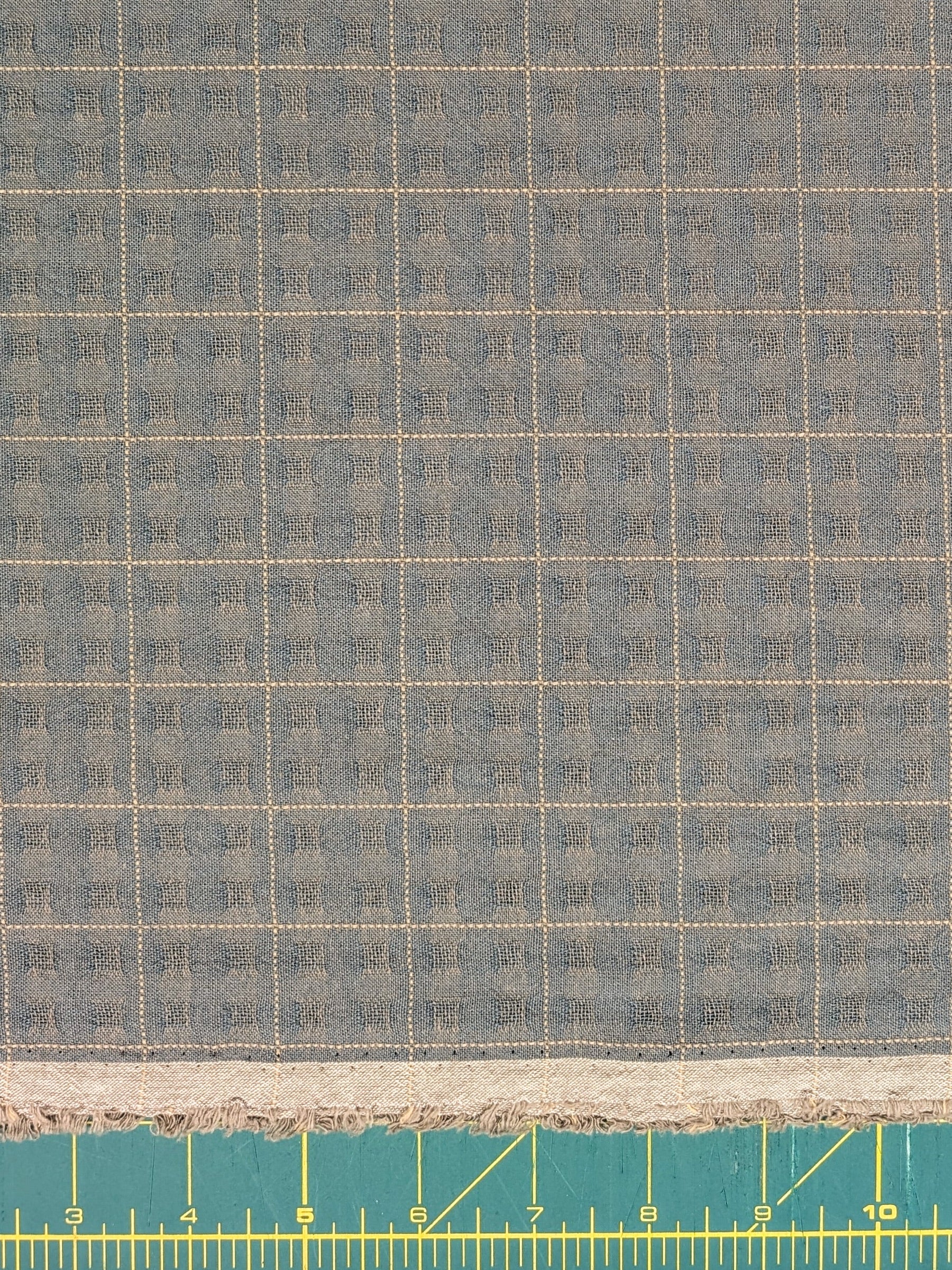 MYD - Textured Windowpane Plaid Yarn Dyed Cotton Fabric - Medium Blue