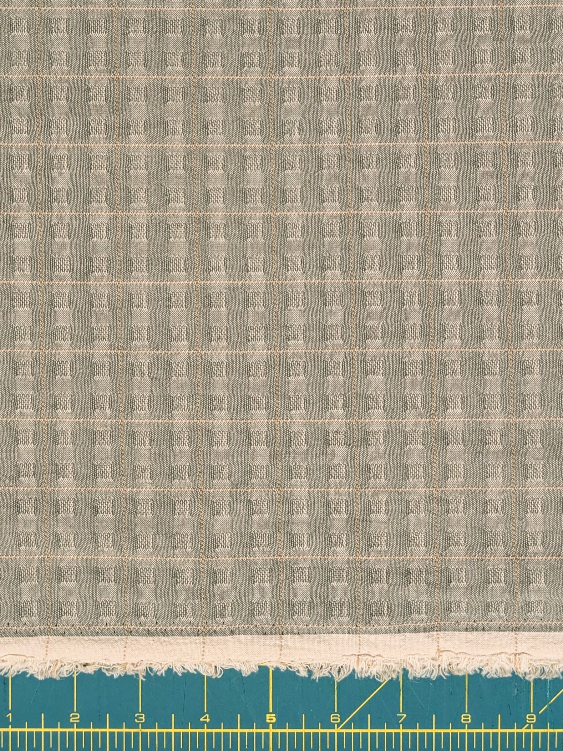 MYD - Textured Windowpane Plaid Yarn Dyed Cotton Fabric - Light Green