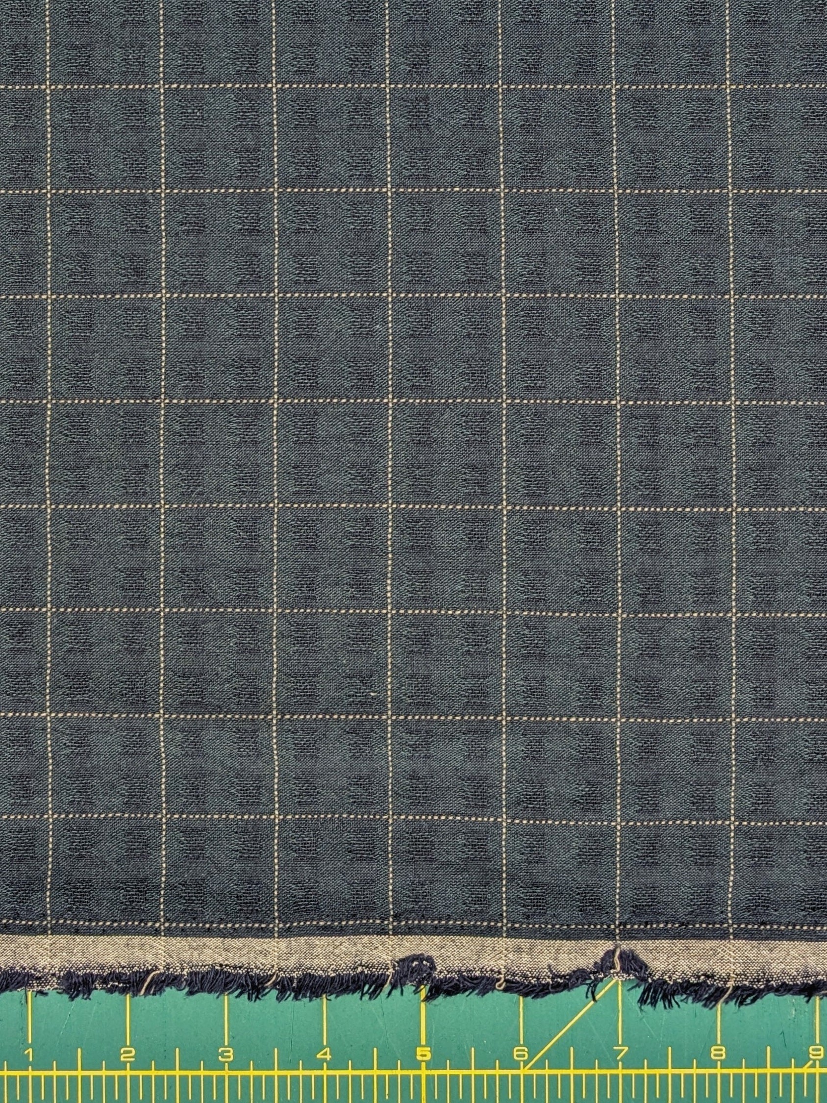 MYD - Textured Windowpane Plaid Yarn Dyed Cotton Fabric - Navy