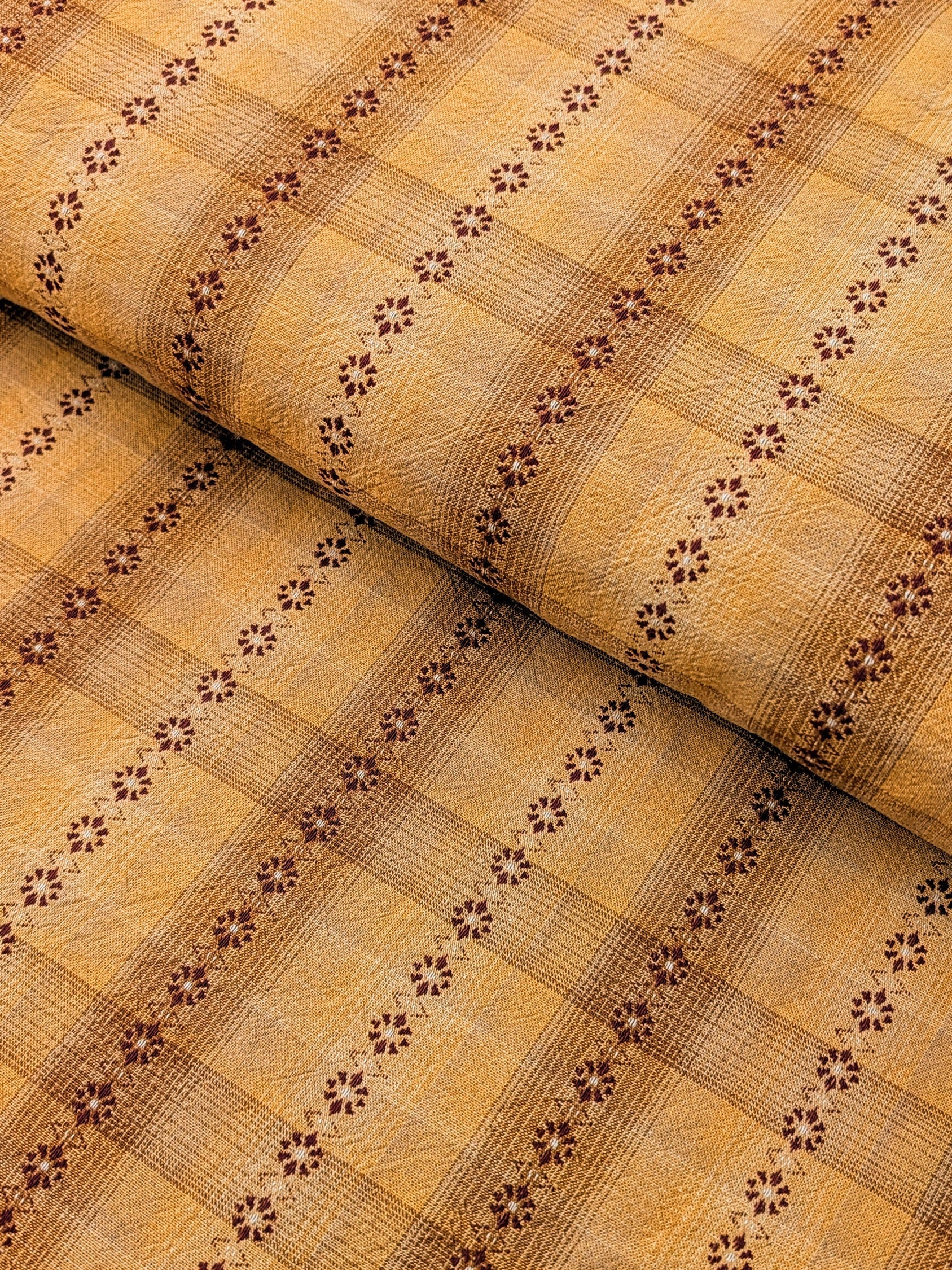 MYD - Daisy Chain Glen Check Plaid Yarn Dyed Cotton Fabric - Marigold and Brown