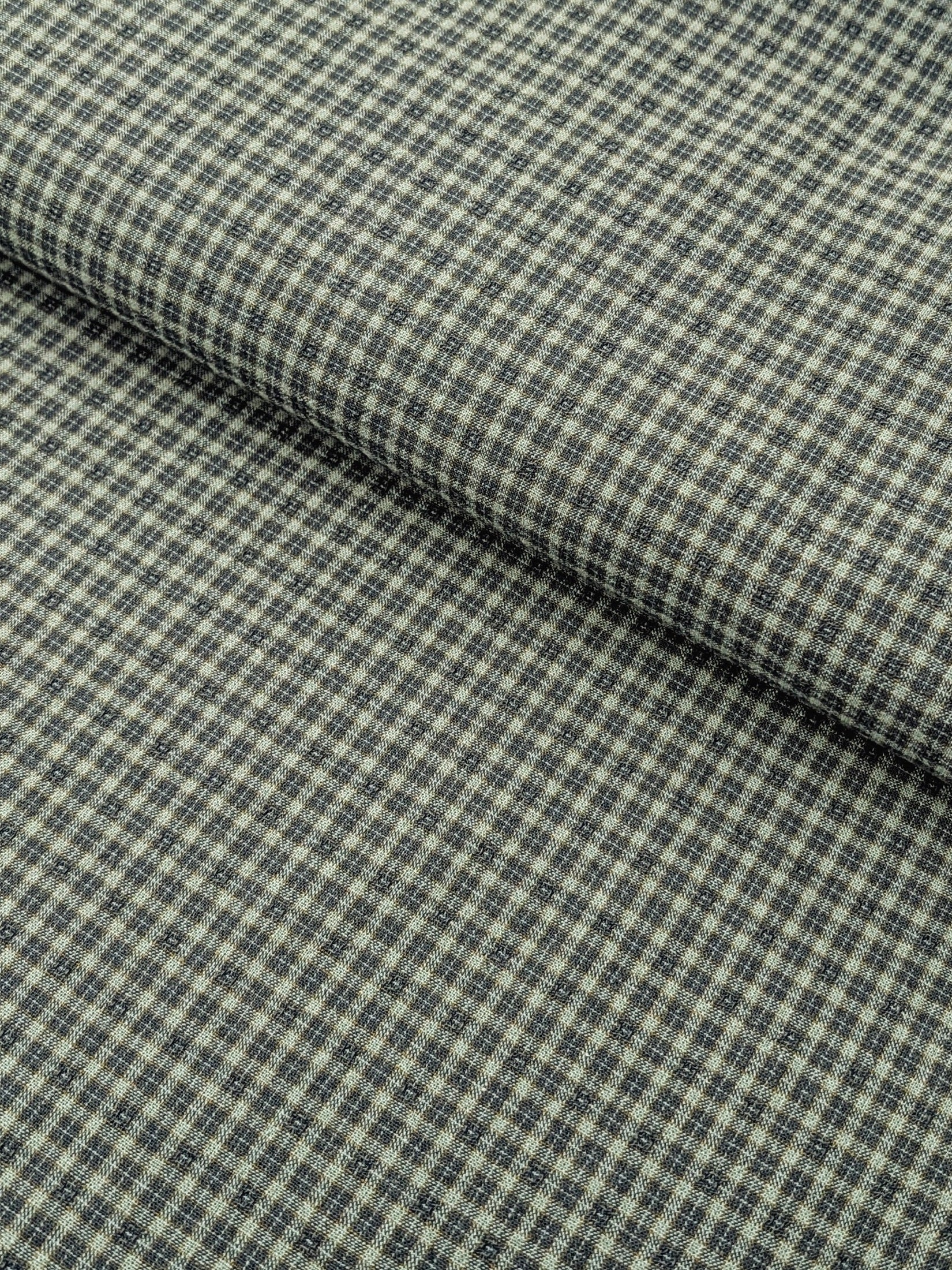 MYD - Textured Tattersall Plaid Yarn Dyed Cotton Fabric - Teal Blue