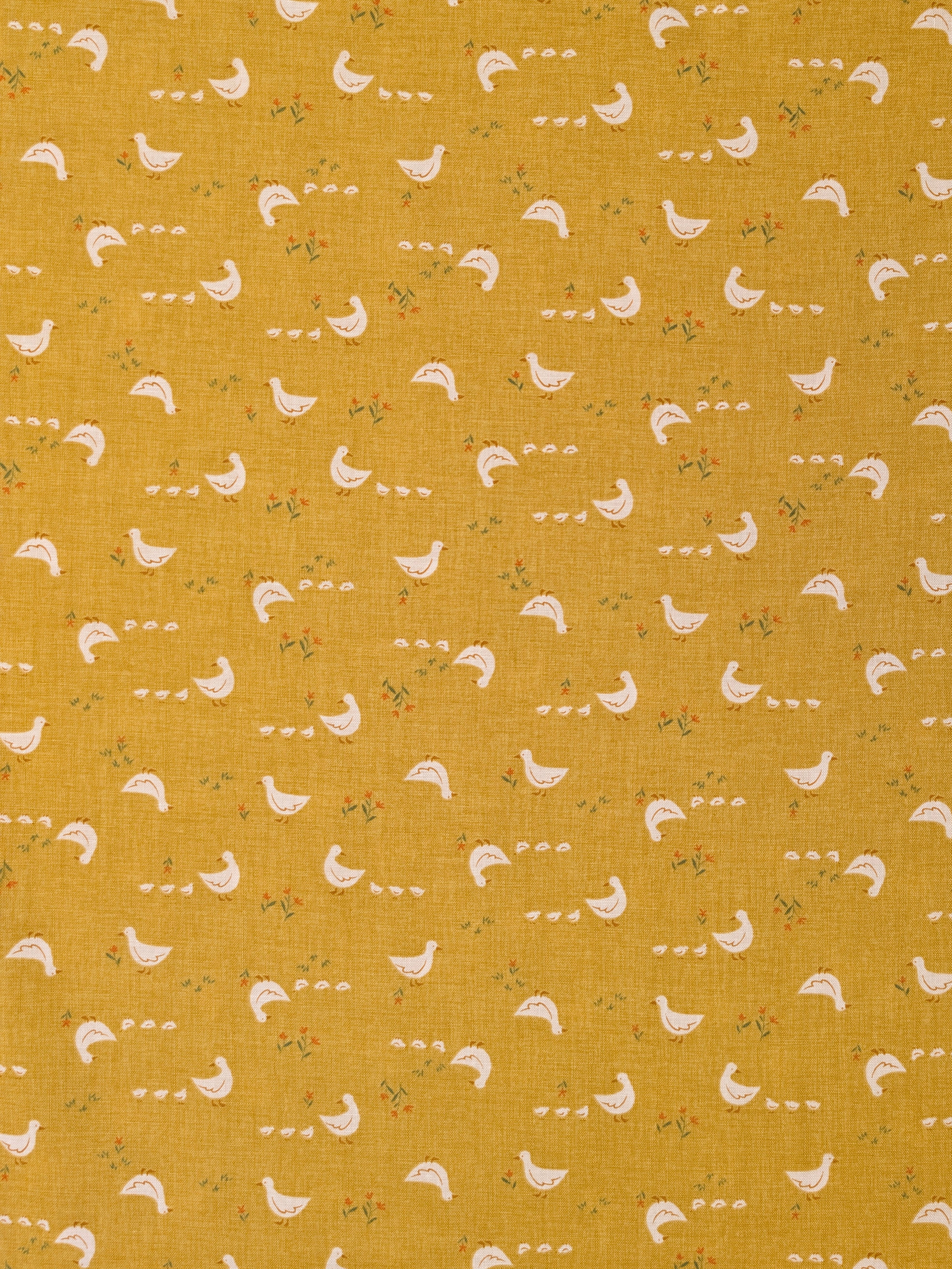 Vancet - Farmyard Ducks Japanese Cotton Feedsack Fabric - Yellow