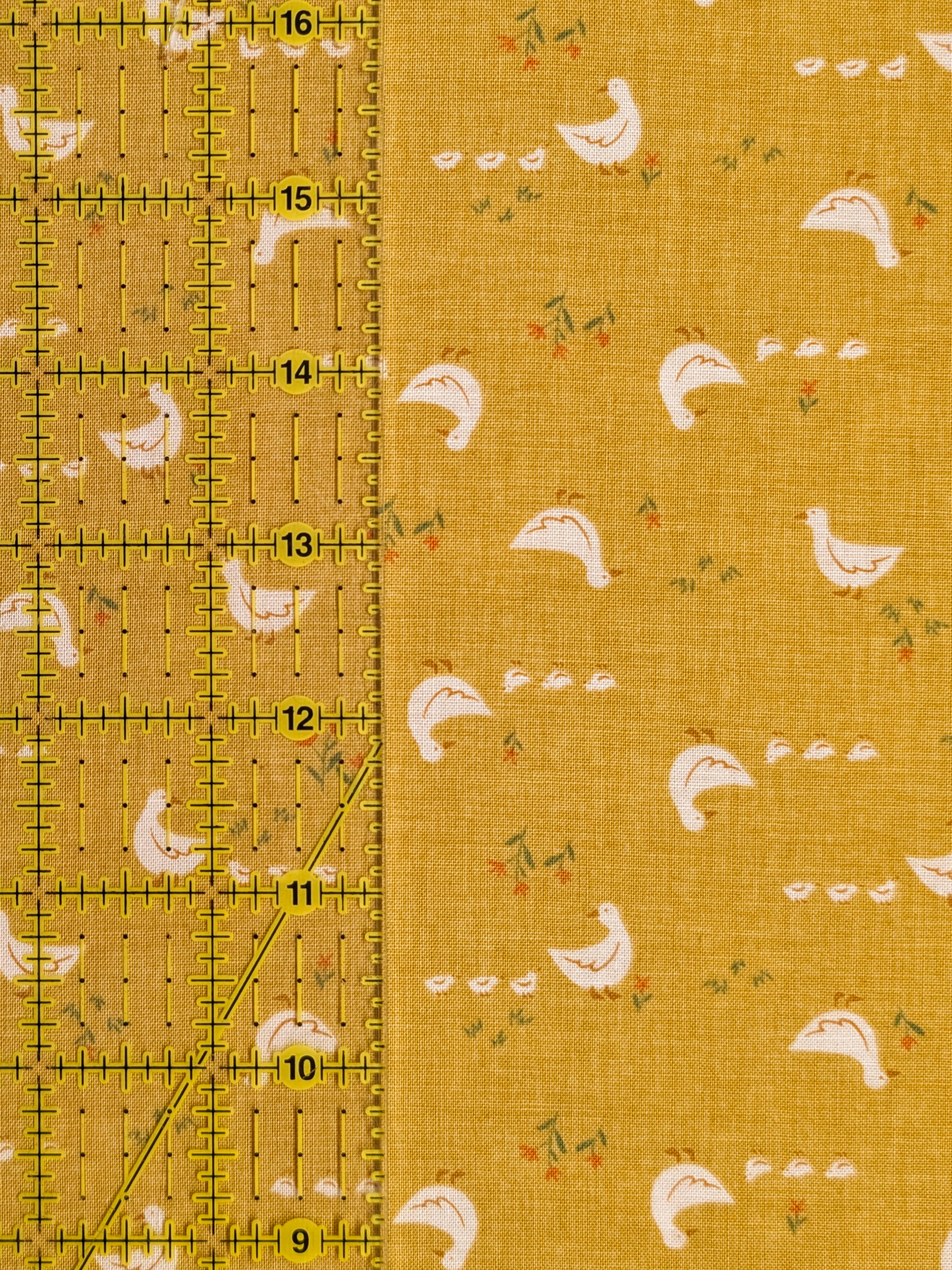 Vancet - Farmyard Ducks Japanese Cotton Feedsack Fabric - Yellow