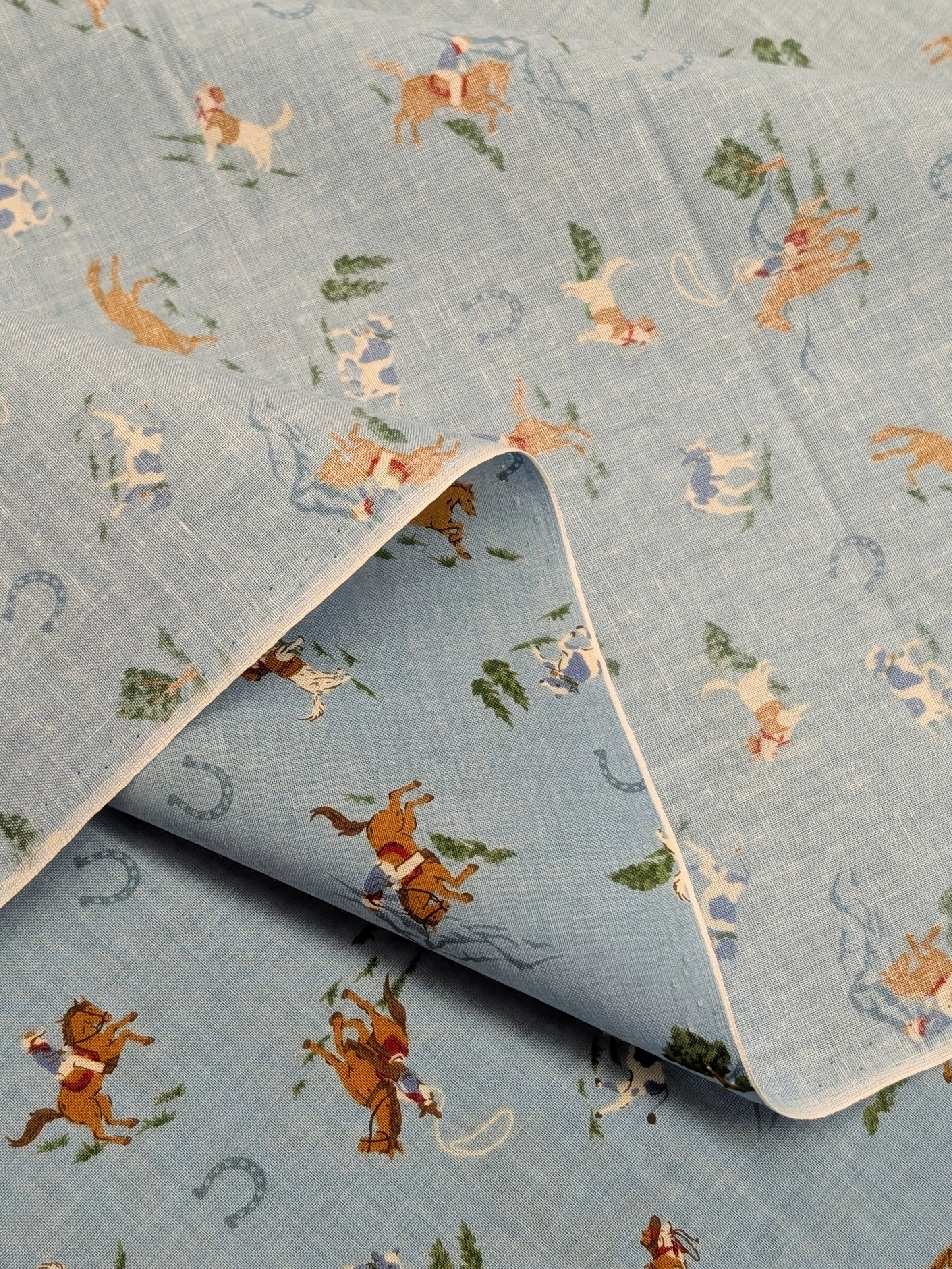 Vancet - Old Western Japanese Cotton Feedsack Fabric - Blue