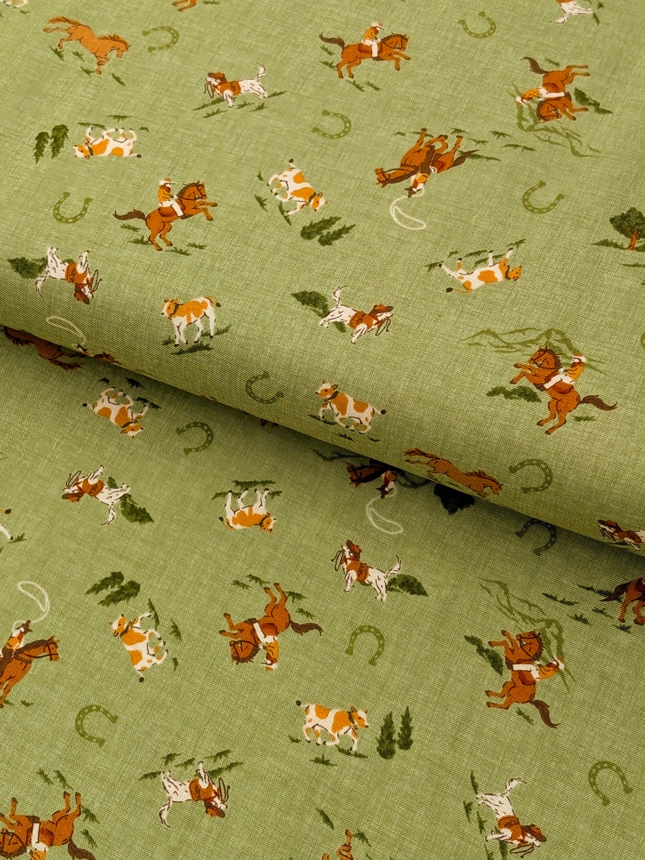 Vancet - Old Western Japanese Cotton Feedsack Fabric - Green