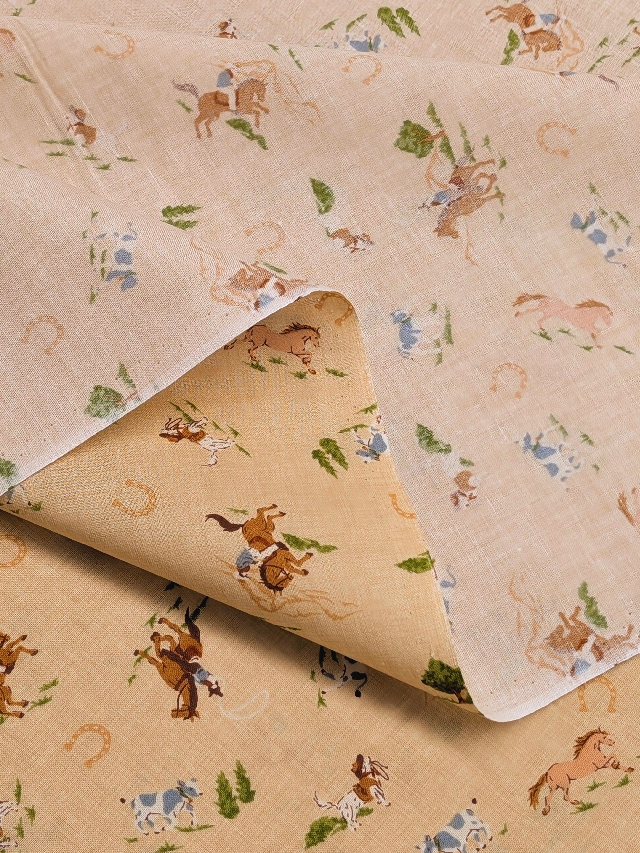 Vancet - Old Western Japanese Cotton Feedsack Fabric - Beige