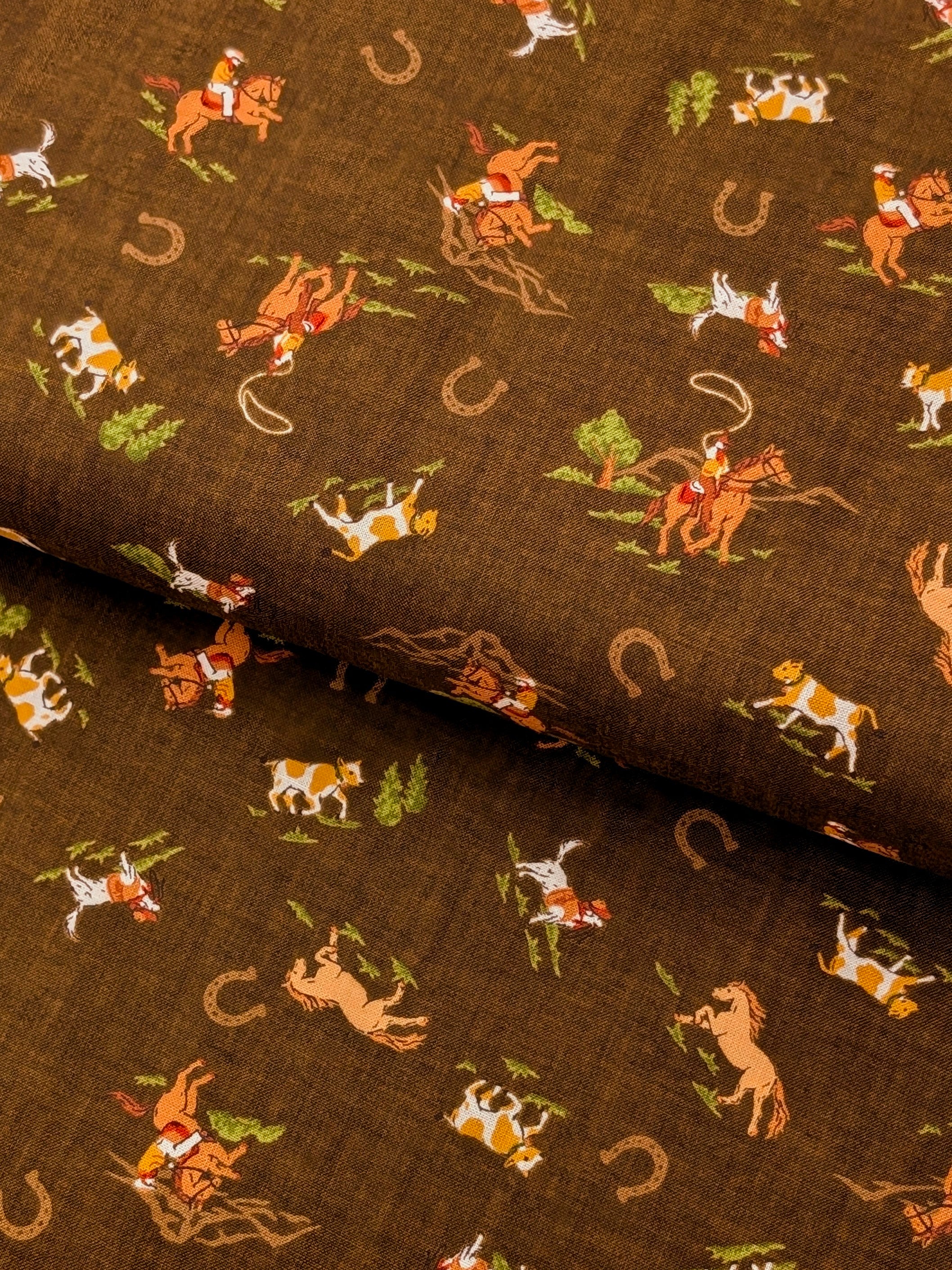 Vancet - Old Western Japanese Cotton Feedsack Fabric - Brown