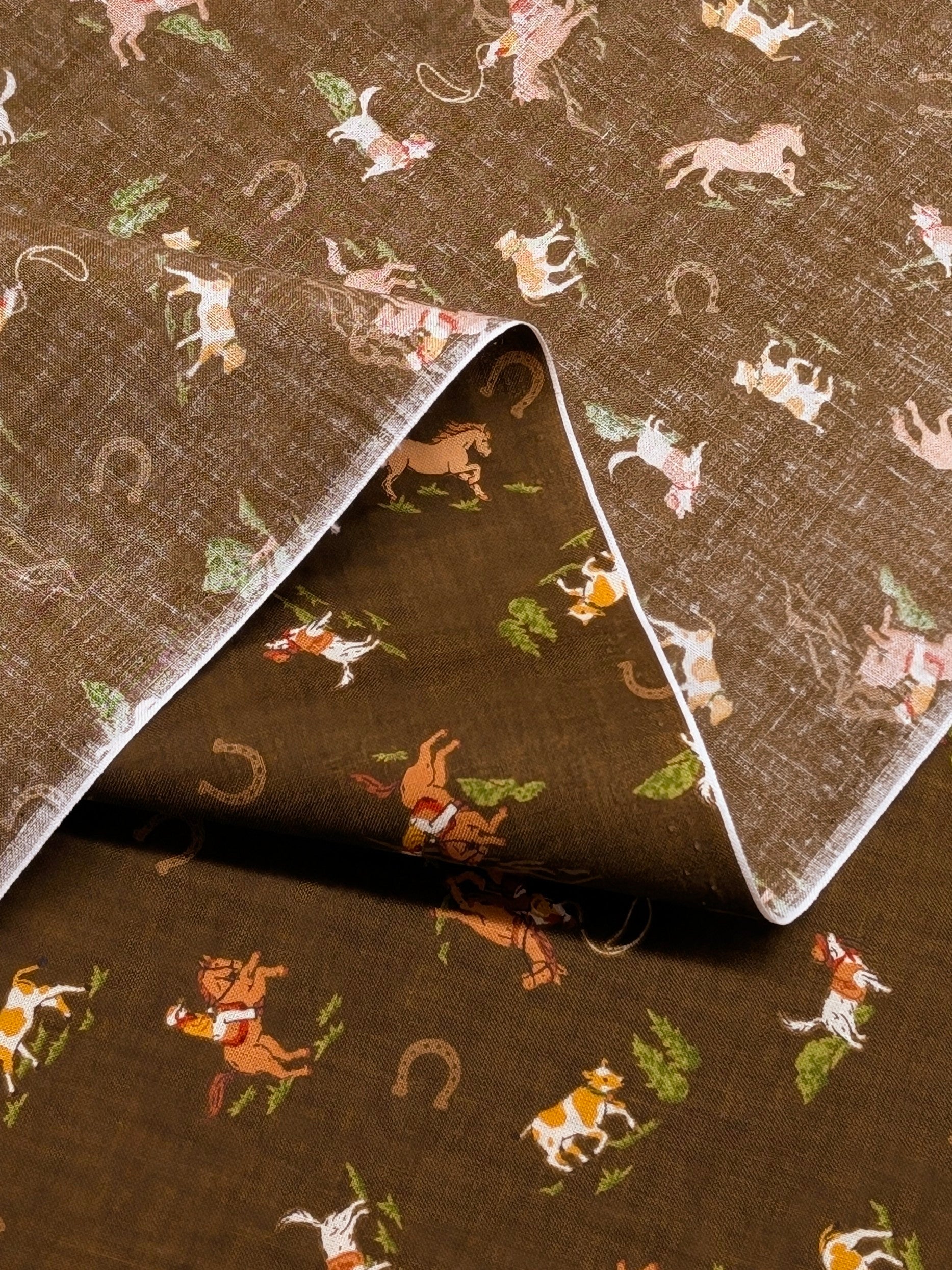 Vancet - Old Western Japanese Cotton Feedsack Fabric - Brown
