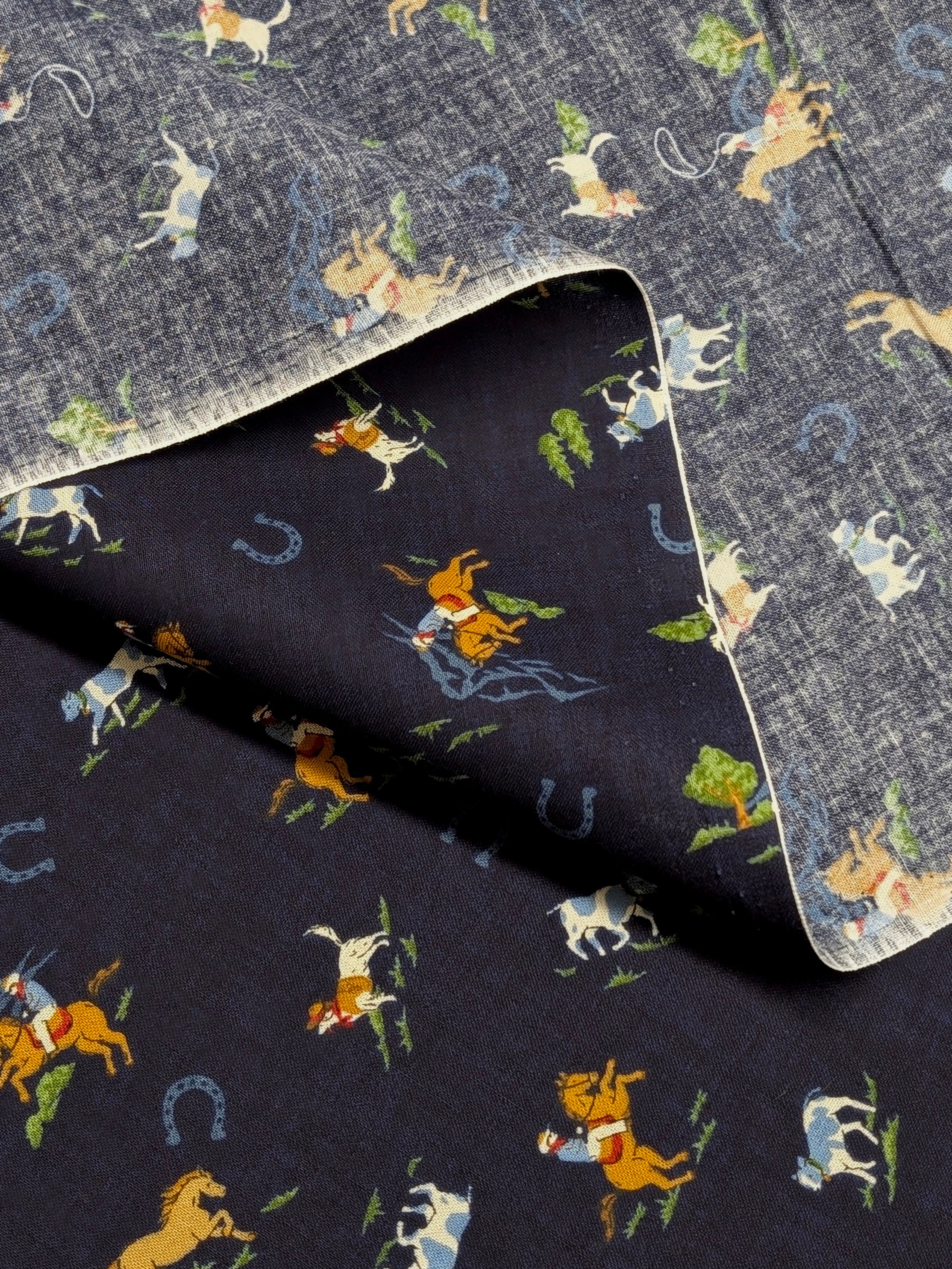 Vancet - Old Western Japanese Cotton Feedsack Fabric - Navy