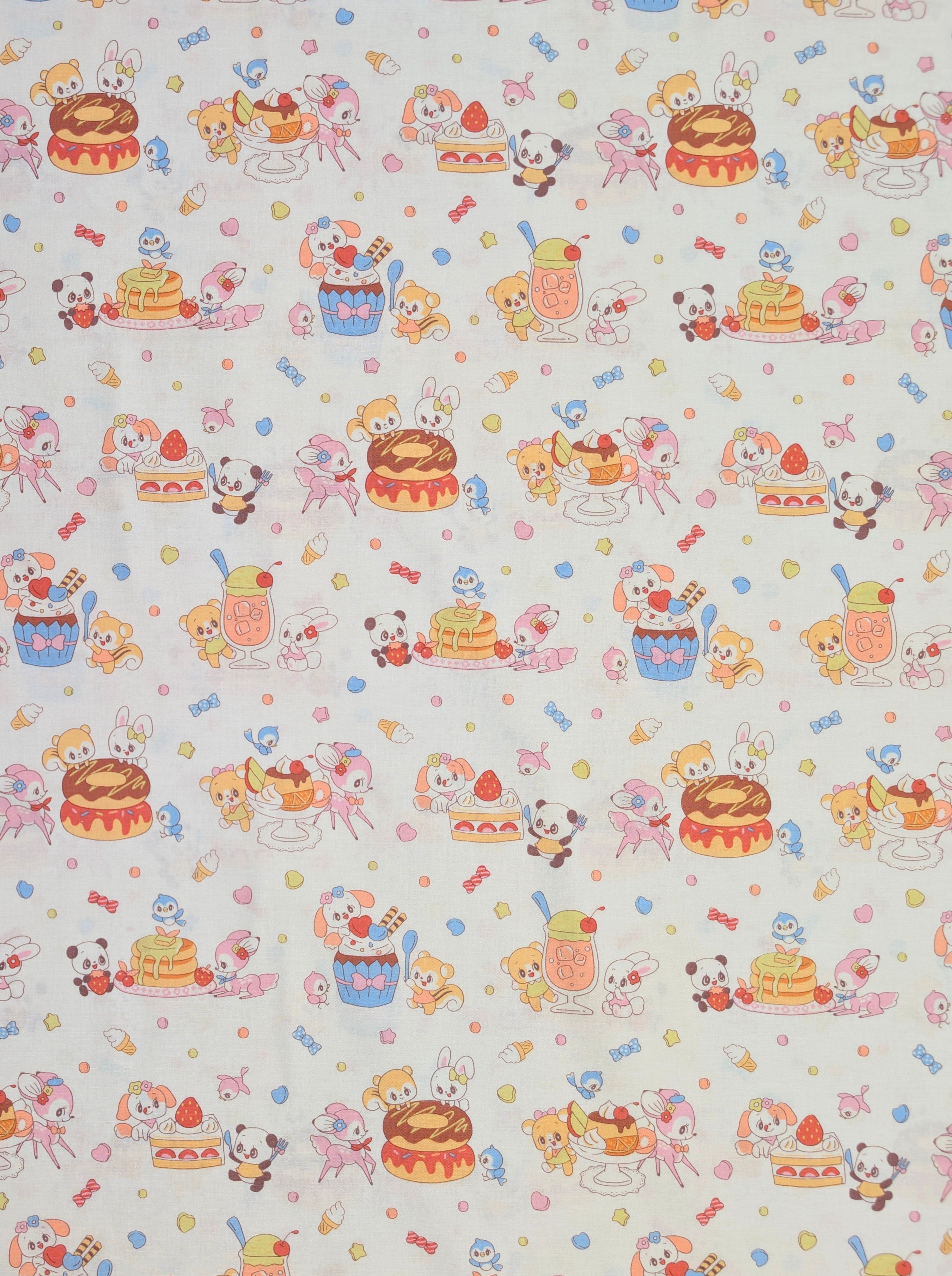 Yuwa - 90s Retro Sweet Shoppe Cotton Fabric - White
