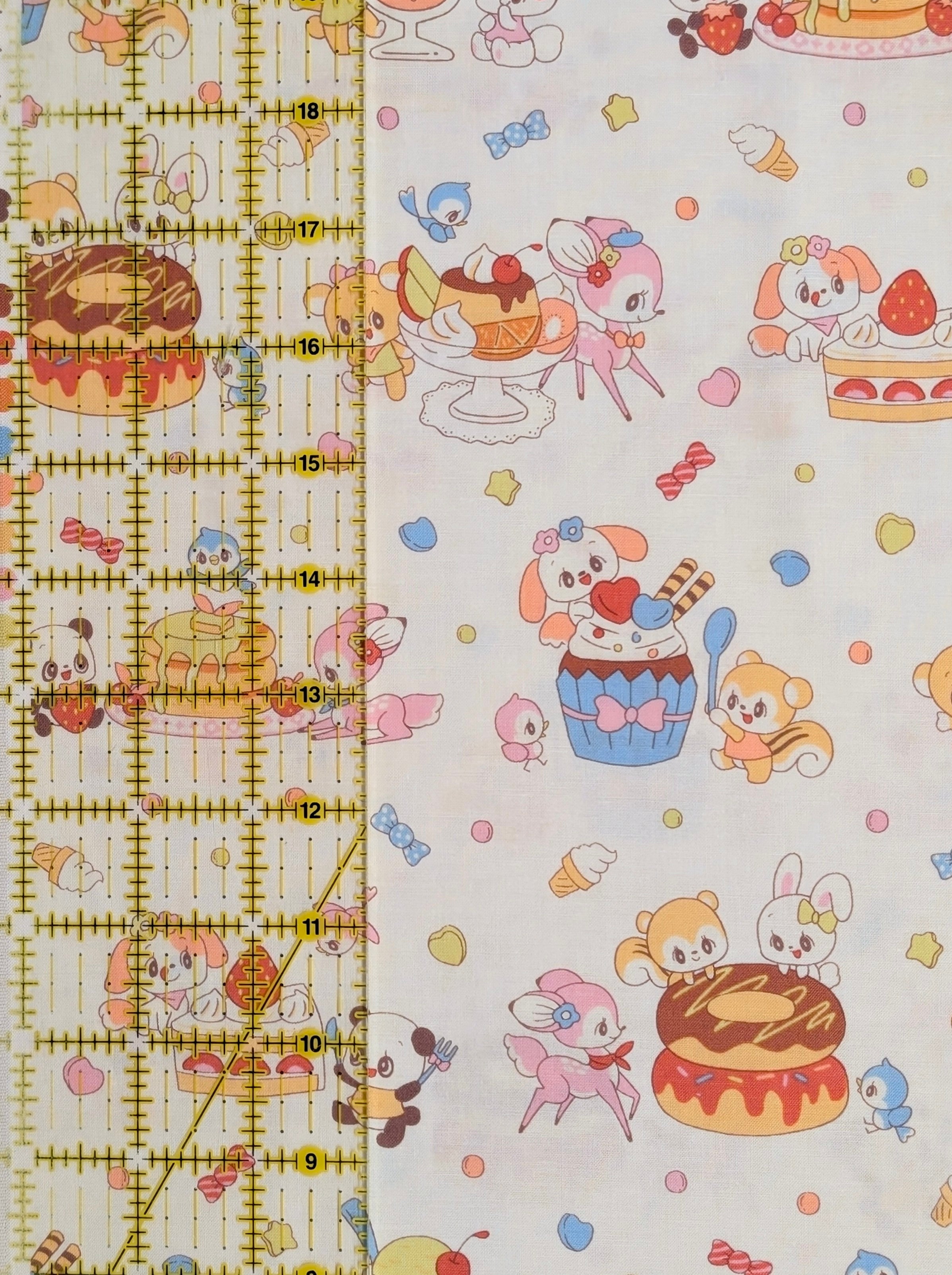Yuwa - 90s Retro Sweet Shoppe Cotton Fabric - White
