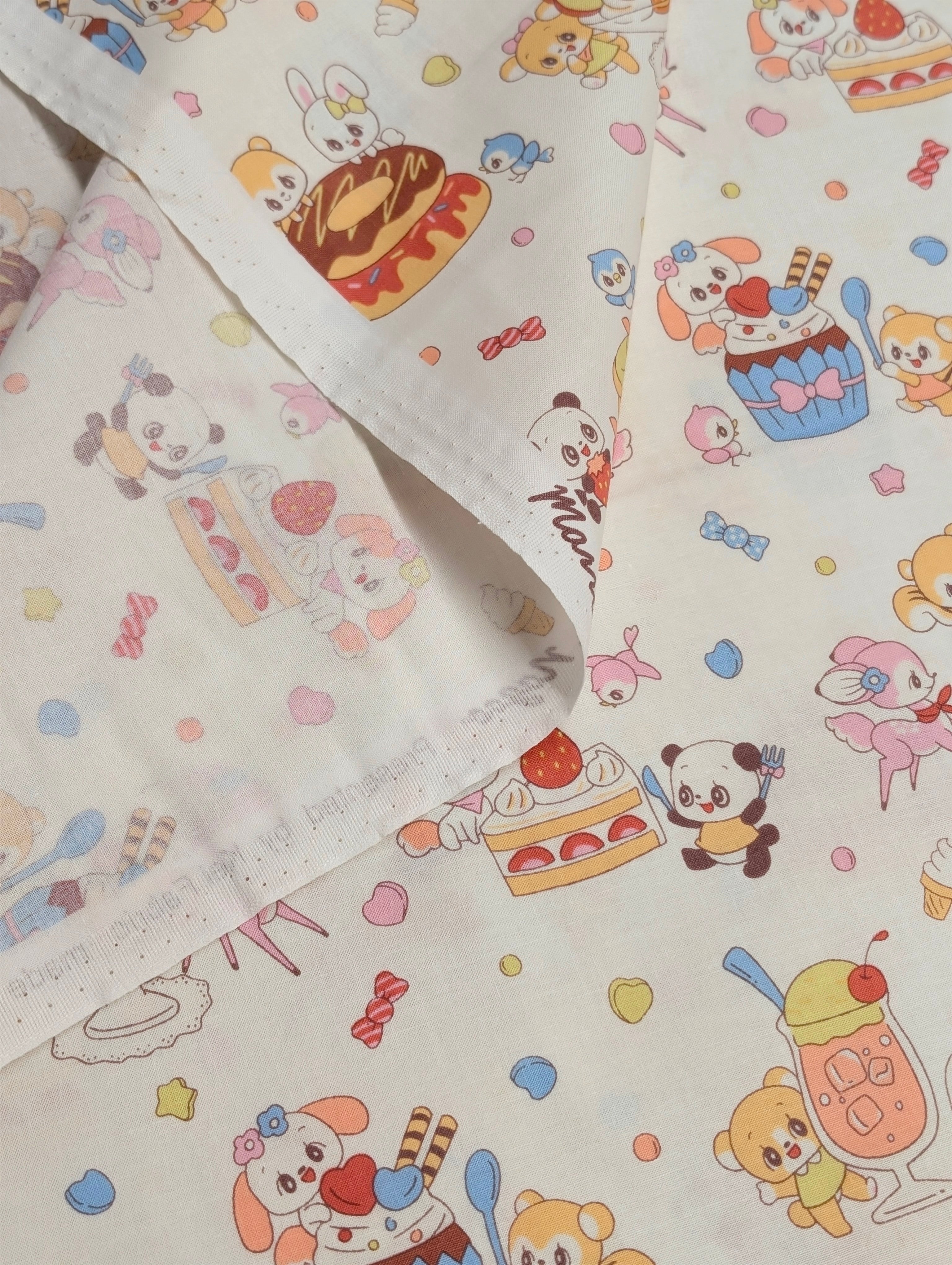Yuwa - 90s Retro Sweet Shoppe Cotton Fabric - White