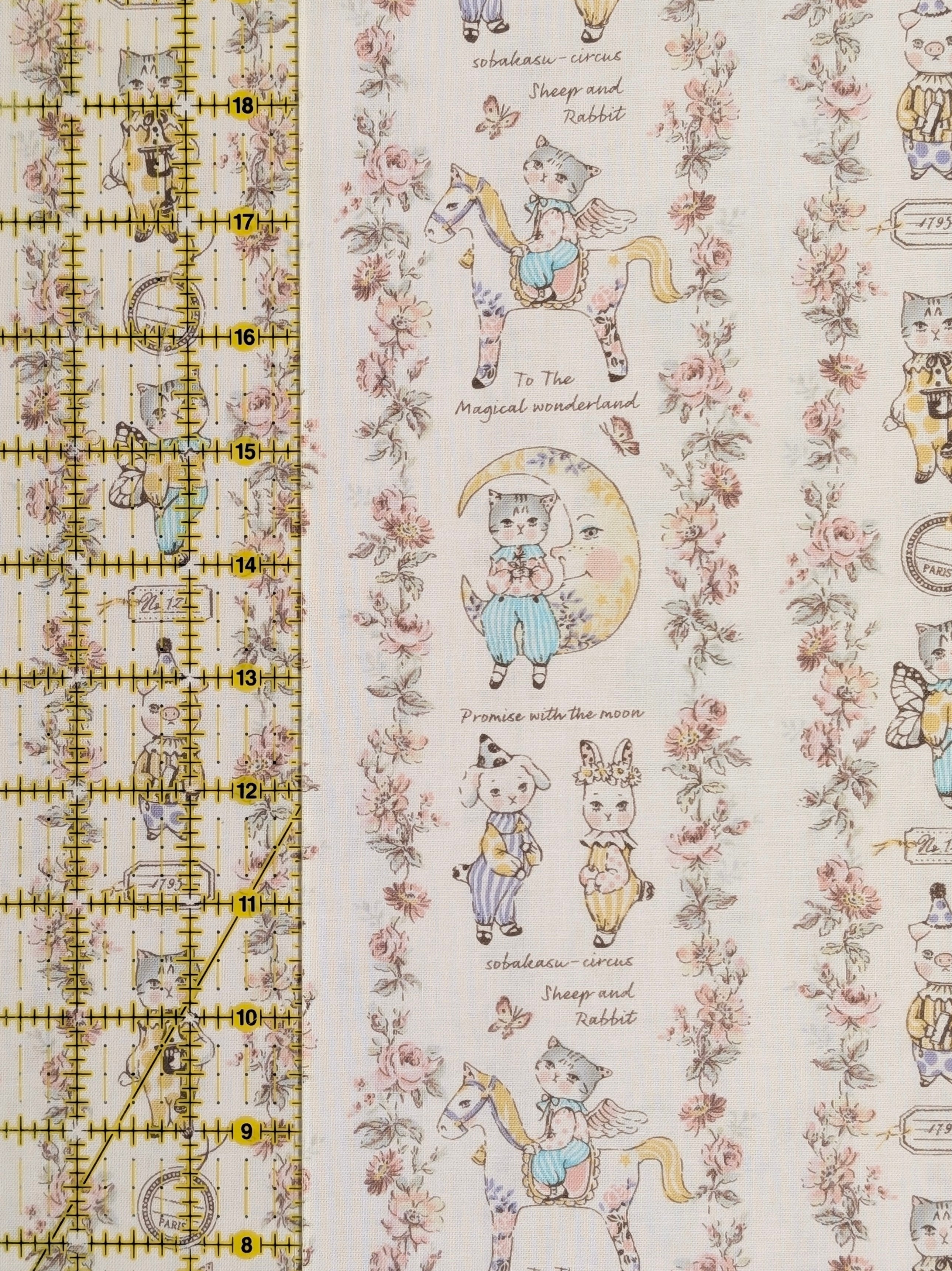 Yuwa - Magical Wonderland Baby Animals Cotton Fabric - White