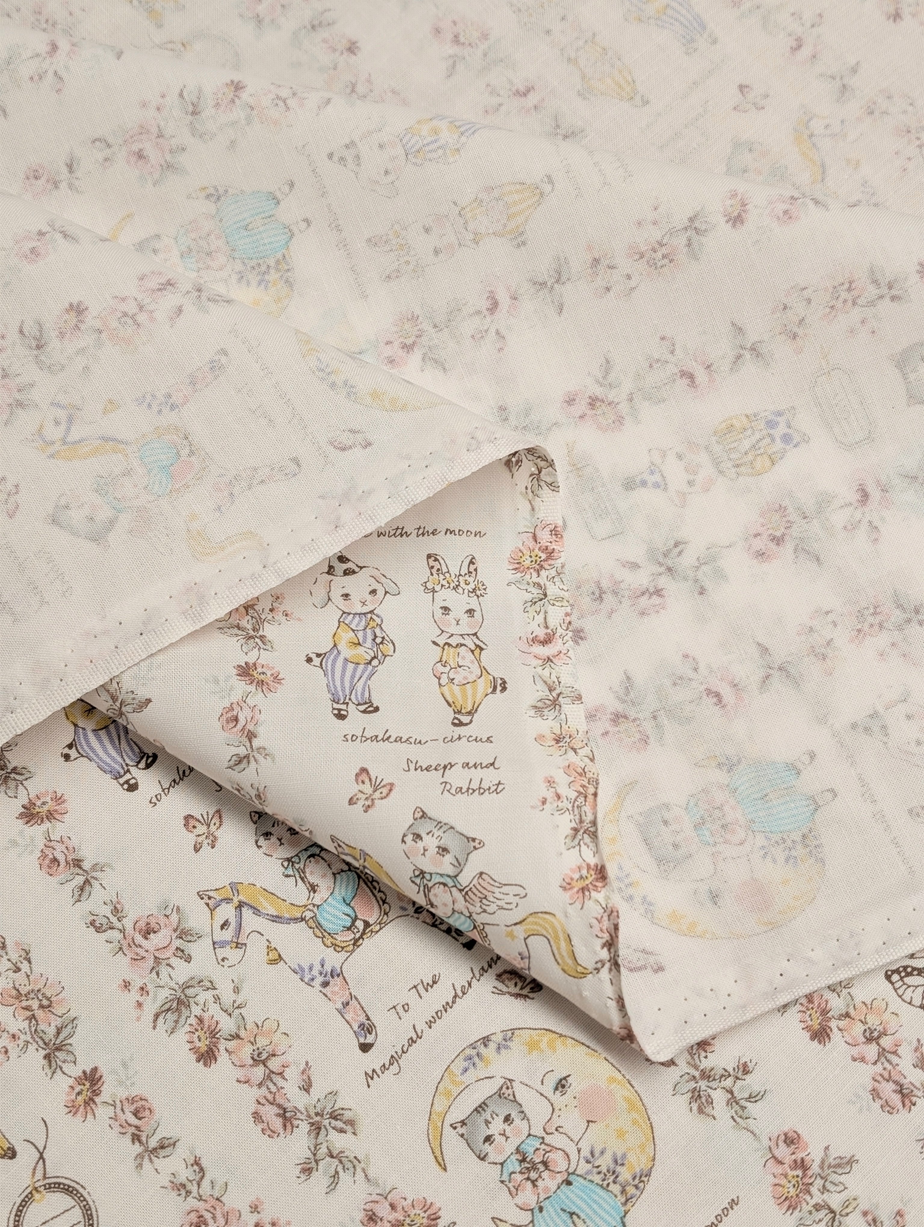 Yuwa - Magical Wonderland Baby Animals Cotton Fabric - White