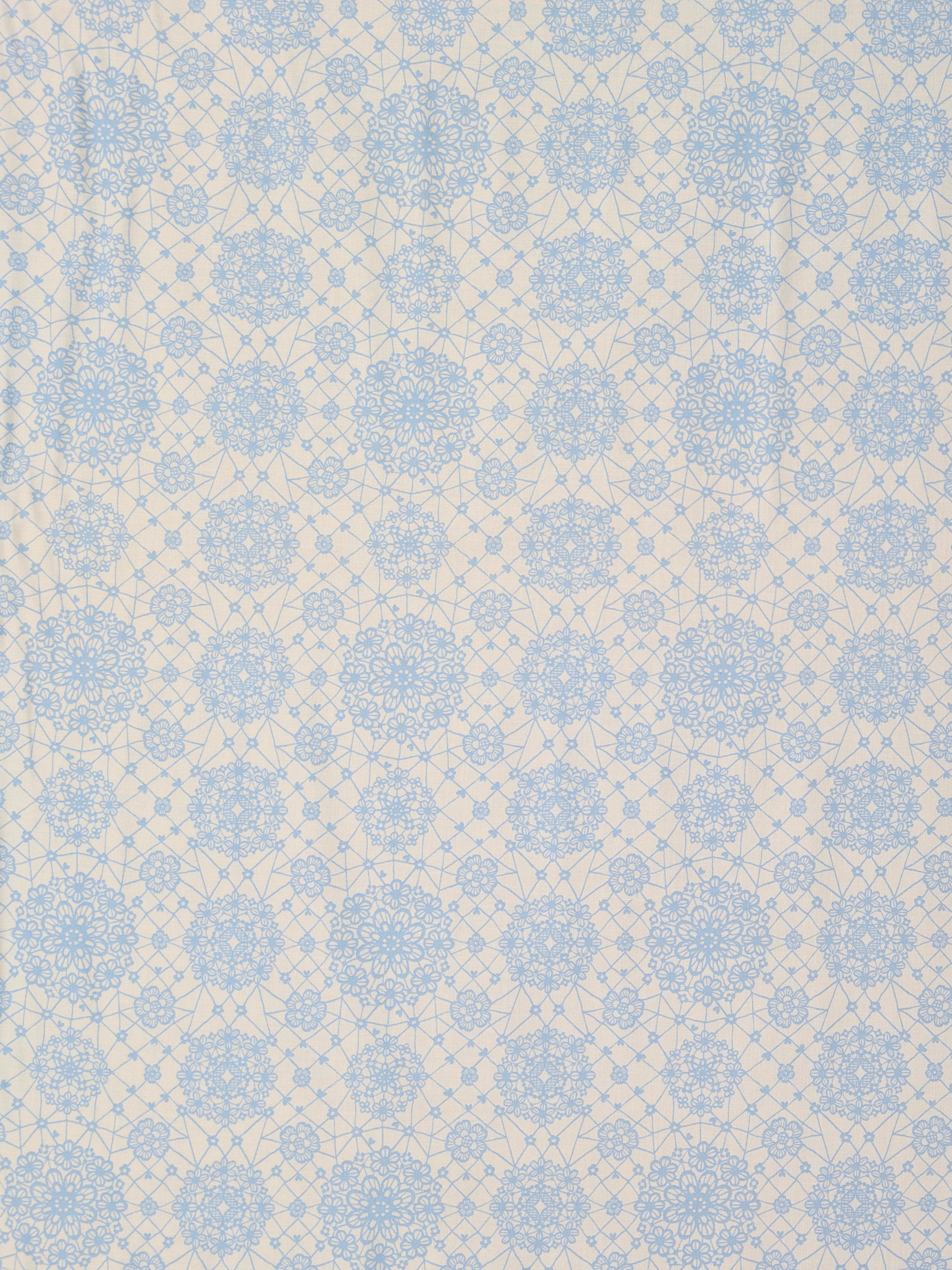 Yuwa -Floral Lace Print Cotton Fabric - Light BLue