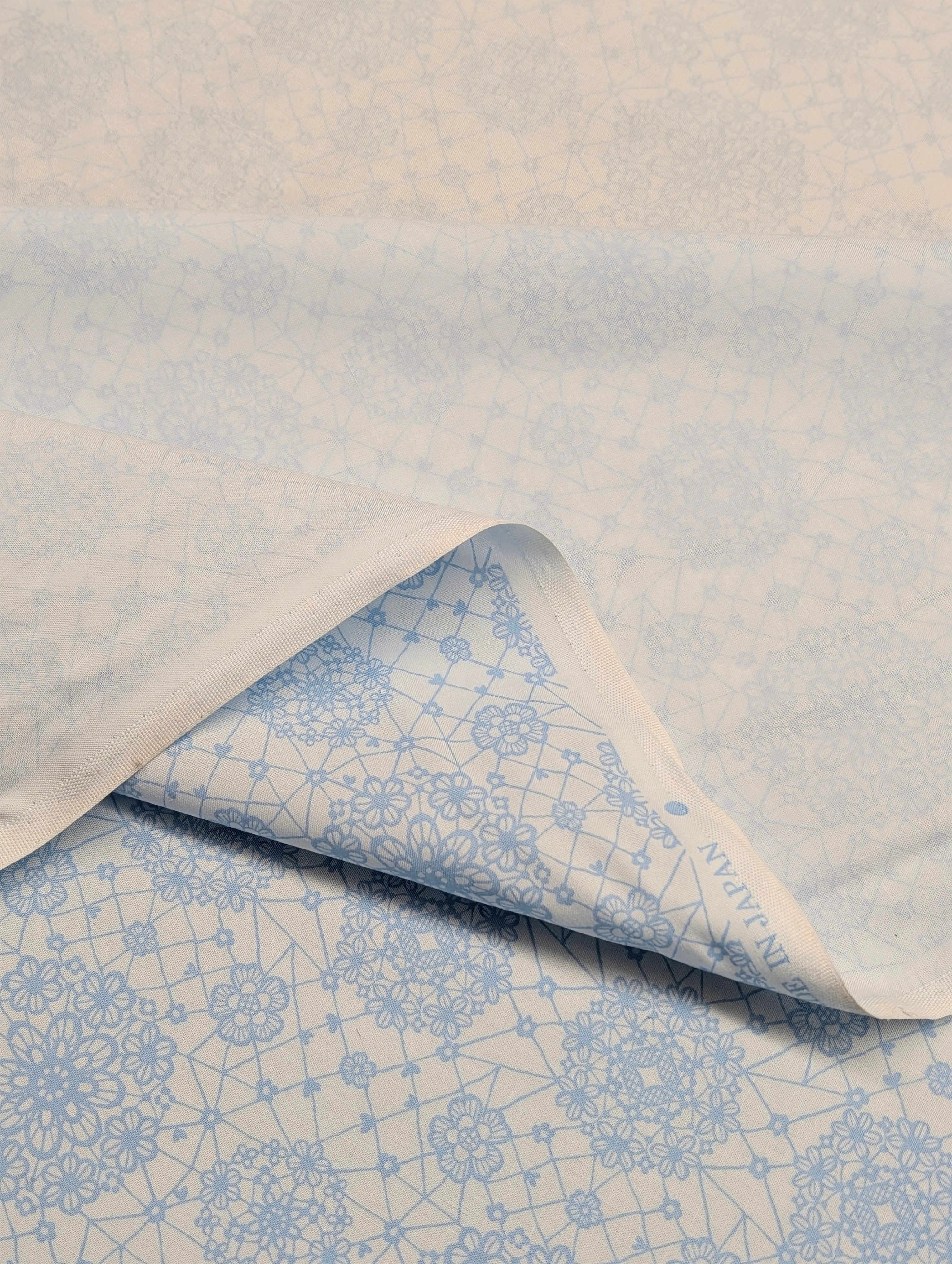 Yuwa -Floral Lace Print Cotton Fabric - Light BLue