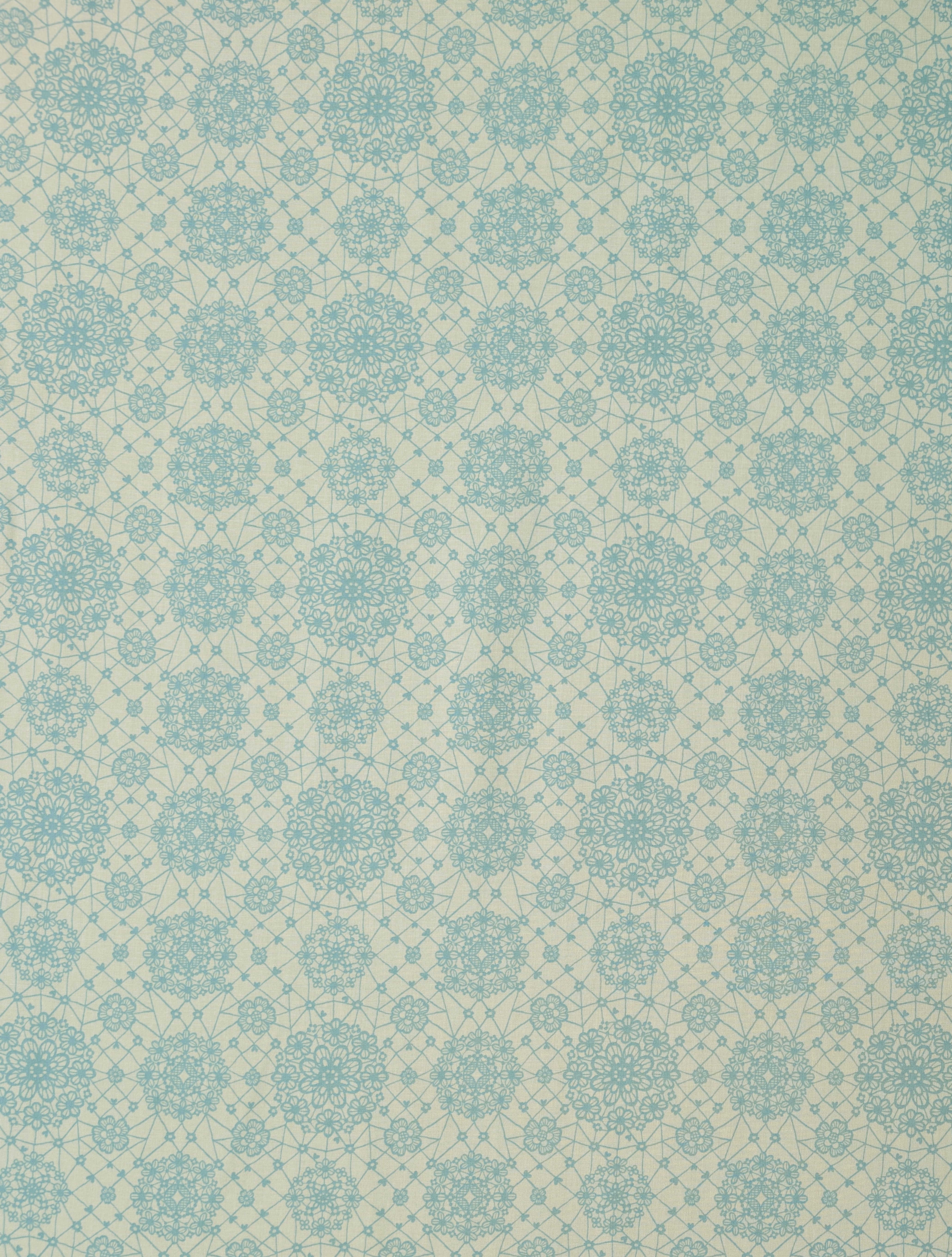 Yuwa - Floral Lace Print Cotton Fabric - Teal