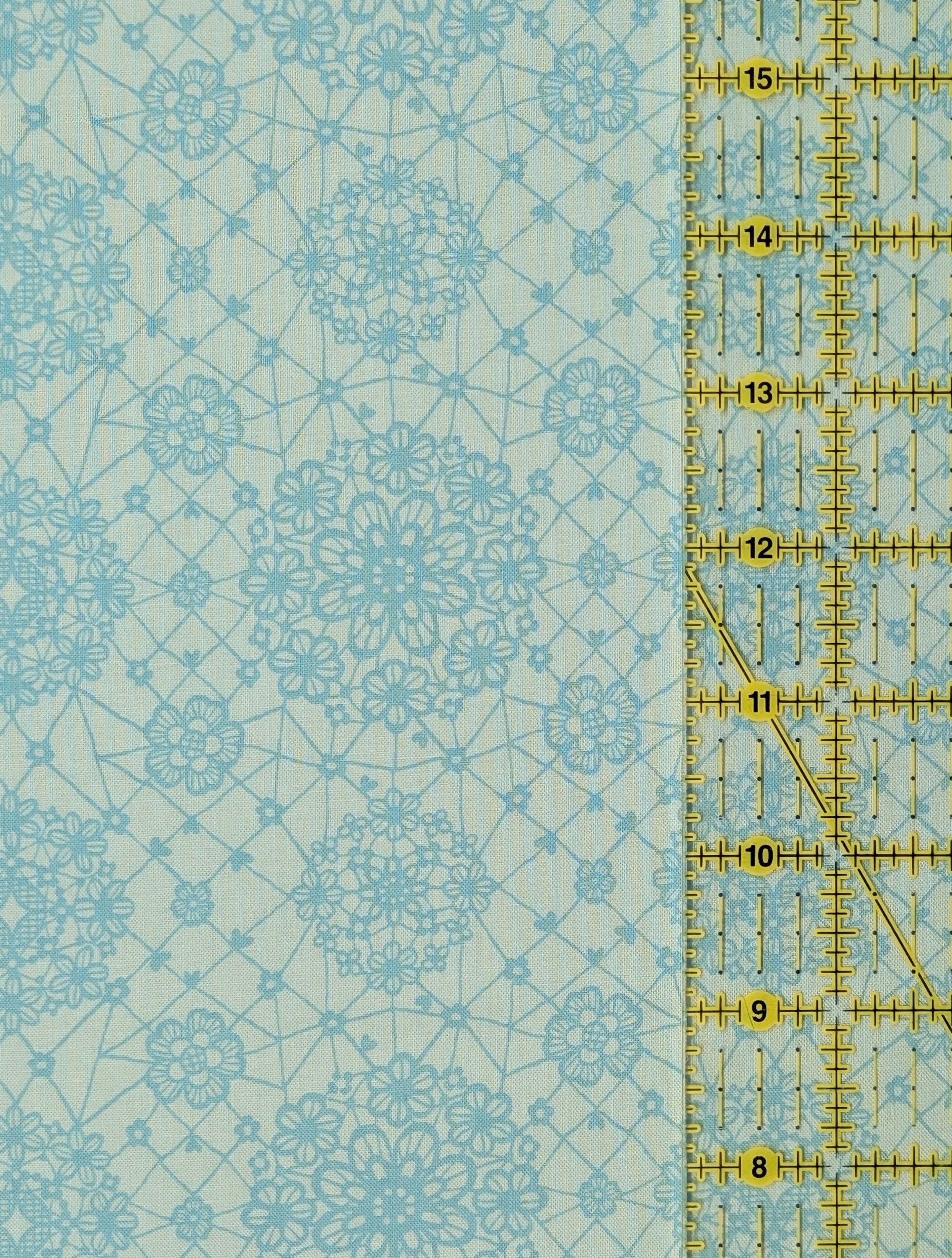 Yuwa - Floral Lace Print Cotton Fabric - Teal