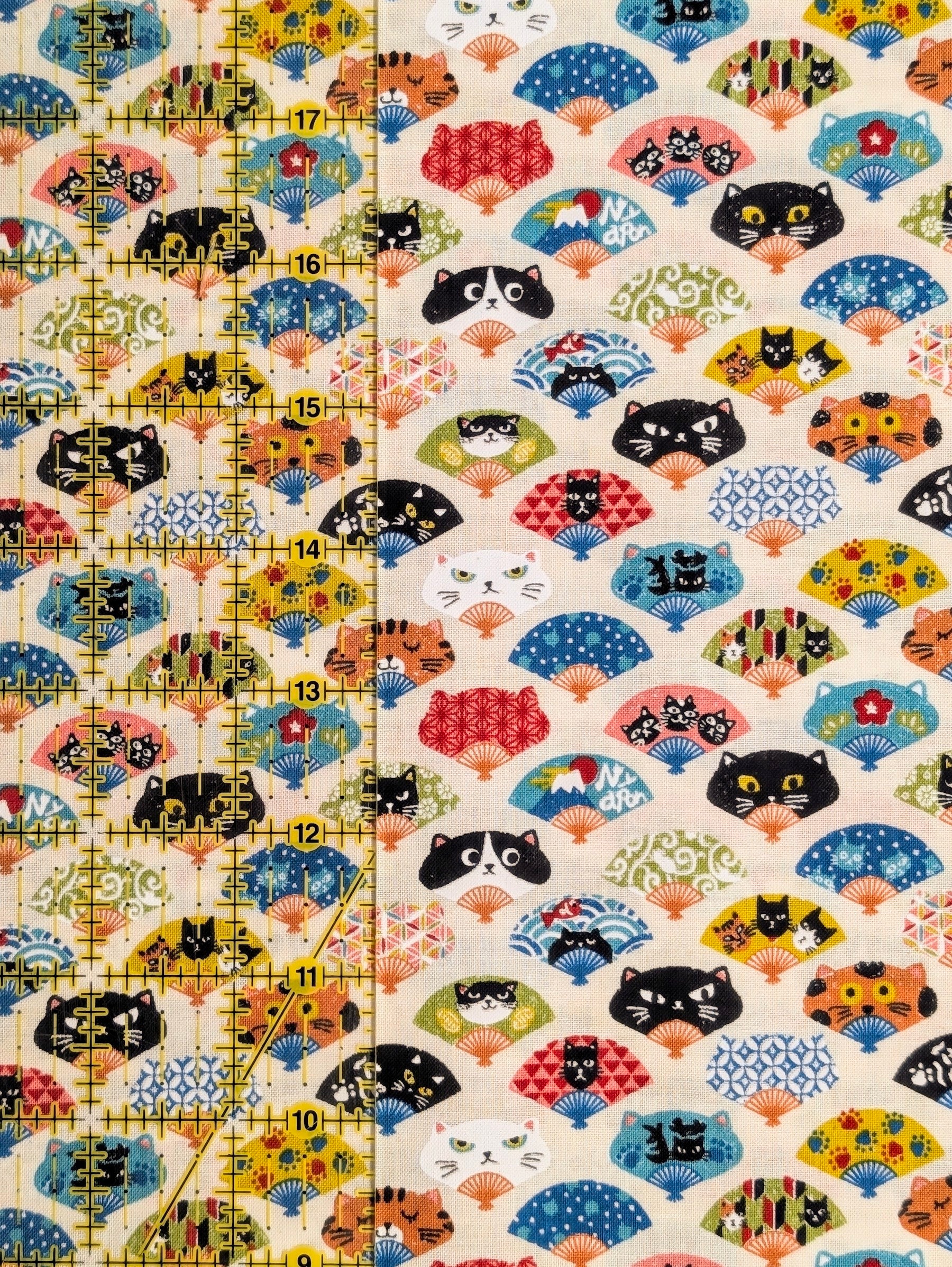 CoCo - Neko Fans Cotton Sheeting Fabric - Beige