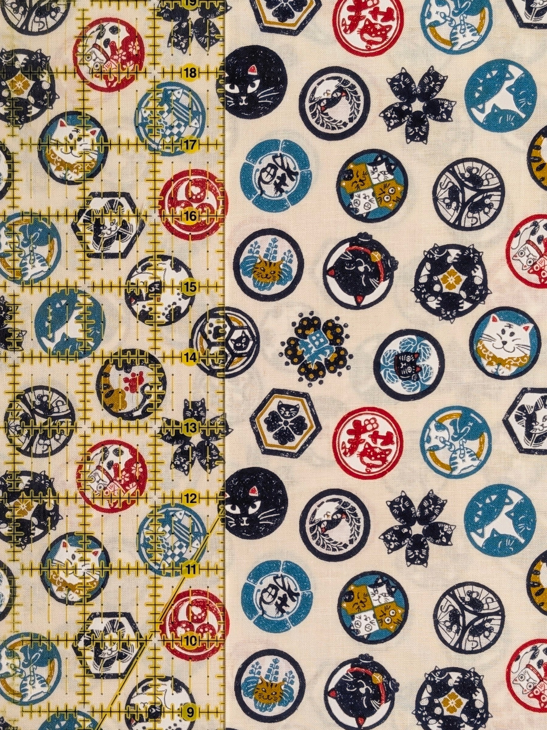 CoCo - Cat Crests Cotton Sheeting Fabric - Beige