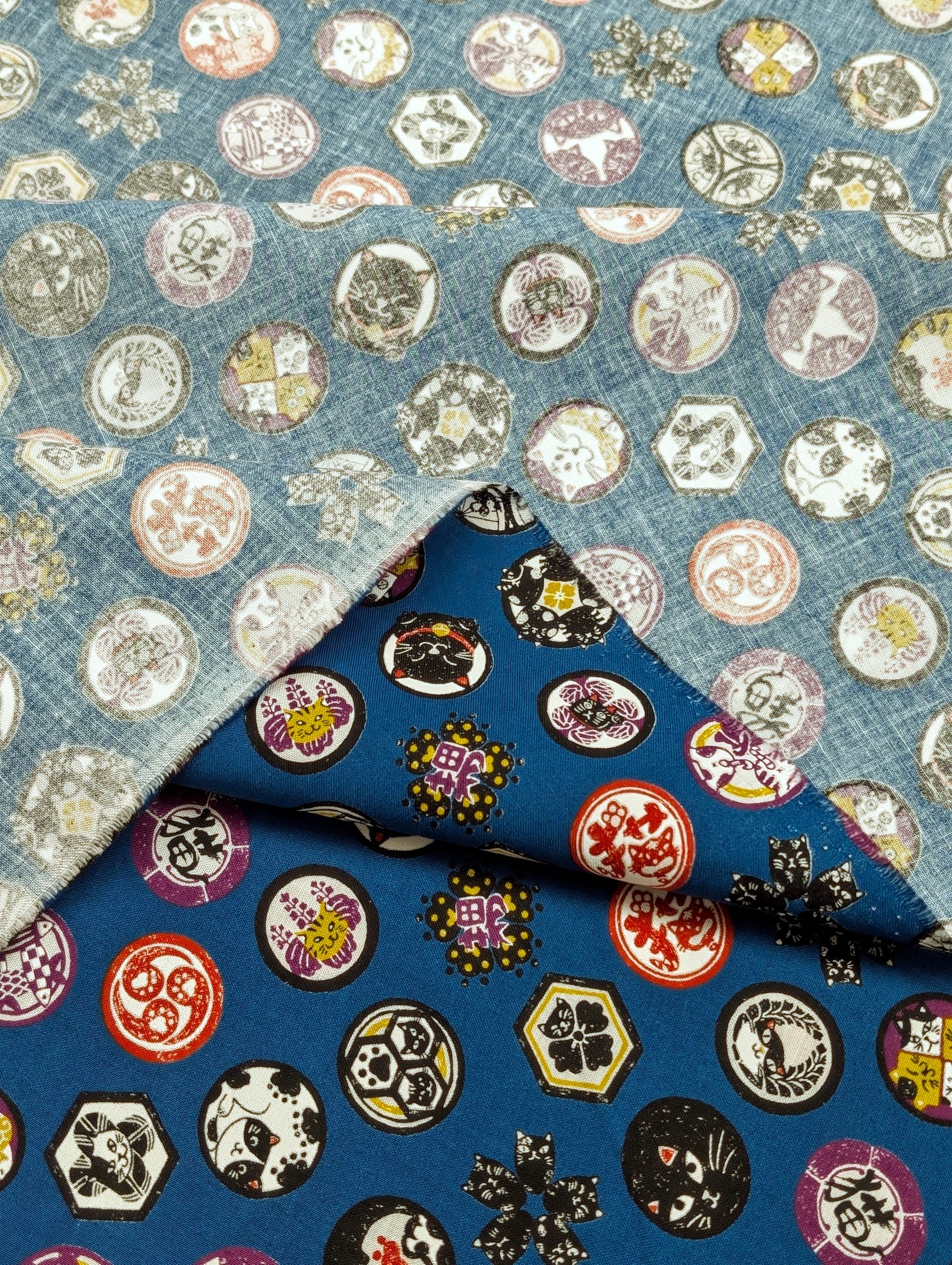 CoCo - Cat Crests Cotton Sheeting Fabric - Teal