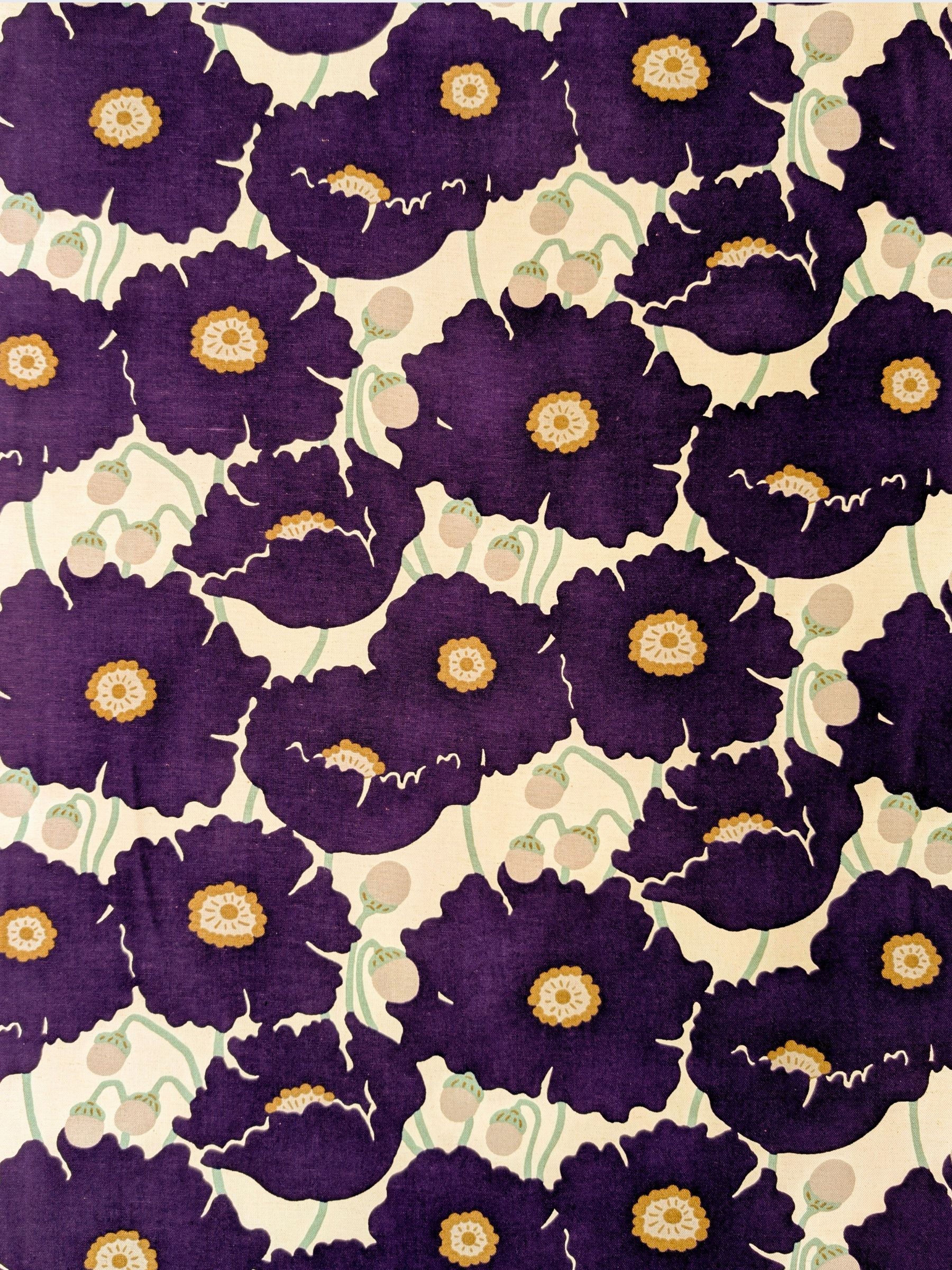 Kobayashi - Giant Scandinavian Poppies Cotton Linen Light Canvas Fabric - Purple