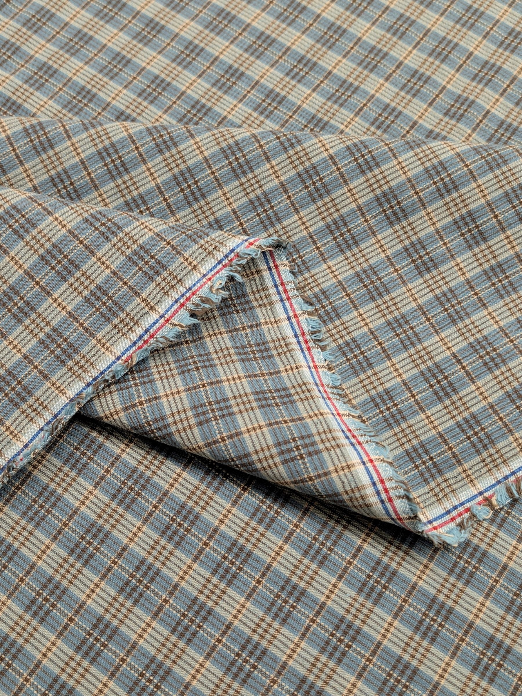 Textile Pantry - Check Plaid Yarn Dyed Cotton Fabric - Blue