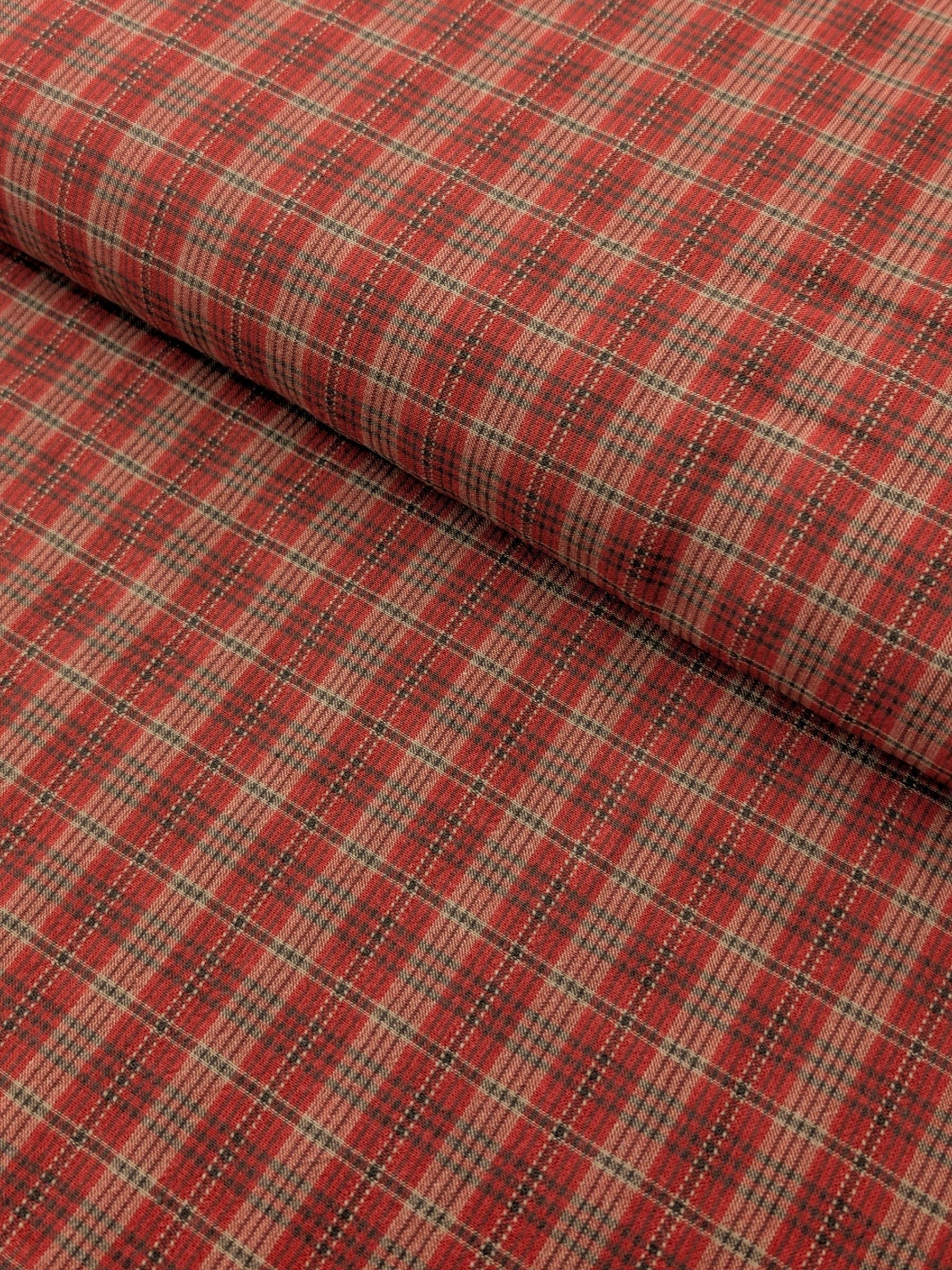 Textile Pantry - Check Plaid Yarn Dyed Cotton Fabric - Red