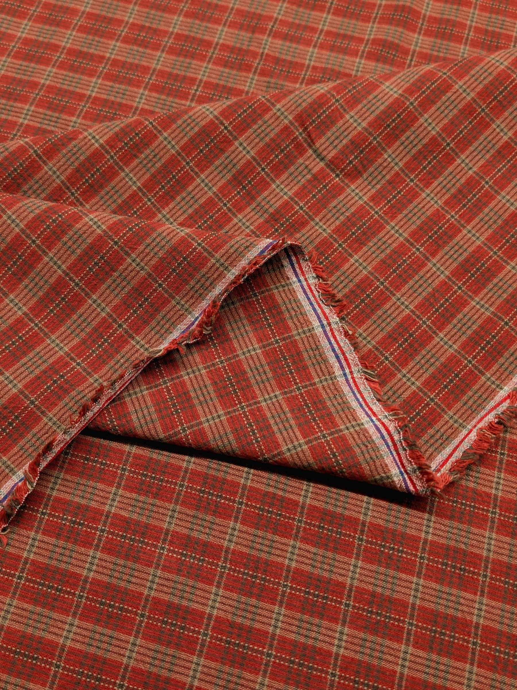 Textile Pantry - Check Plaid Yarn Dyed Cotton Fabric - Red