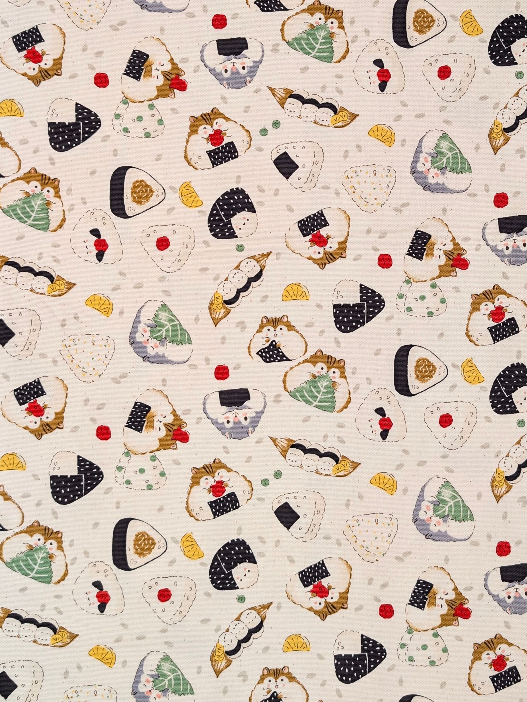 Kokka - Onigiri Hamsters Cotton Oxford Fabric - Beige