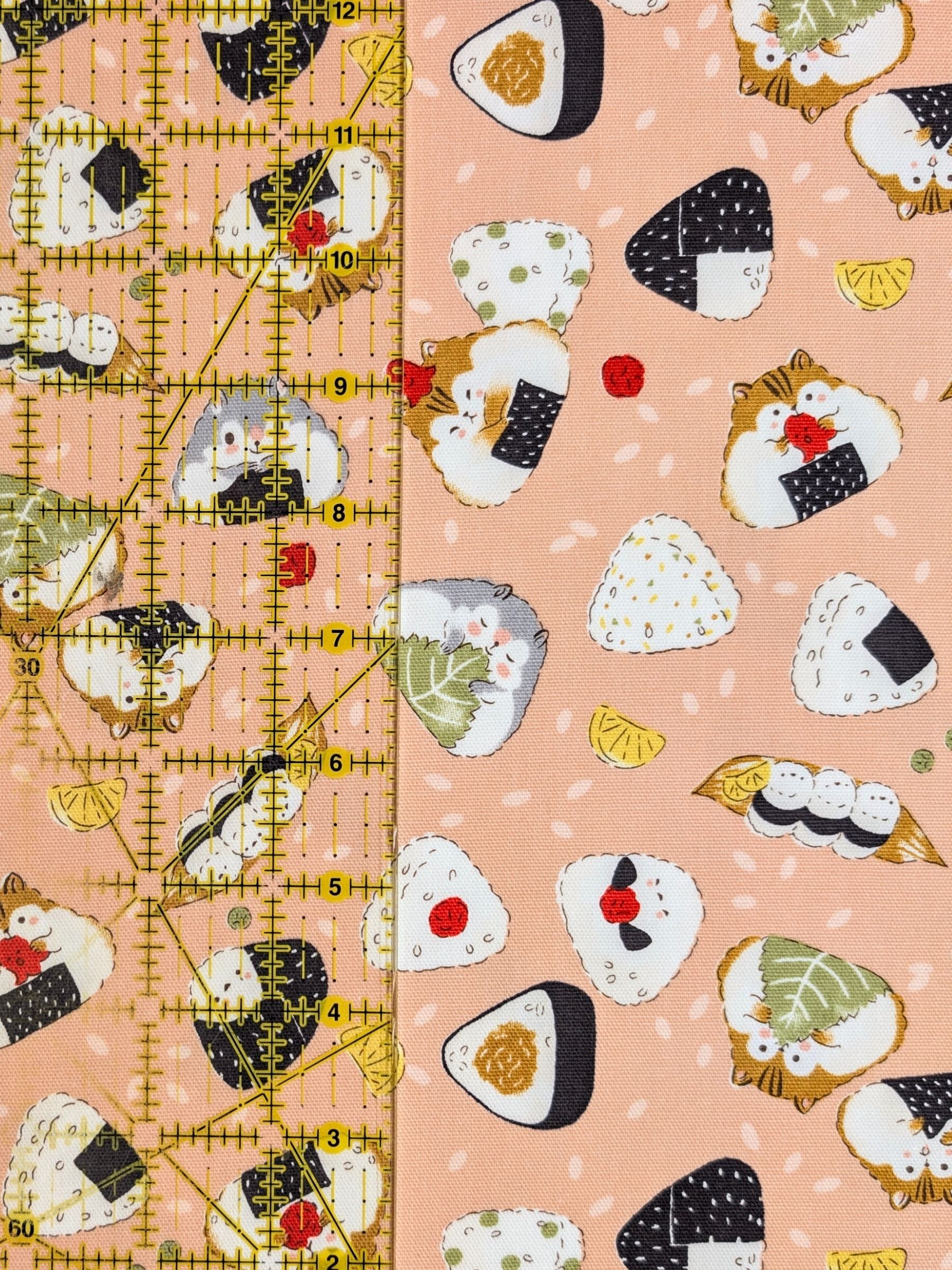 Kokka - Onigiri Hamsters Cotton Oxford Fabric - Pink REMNANT