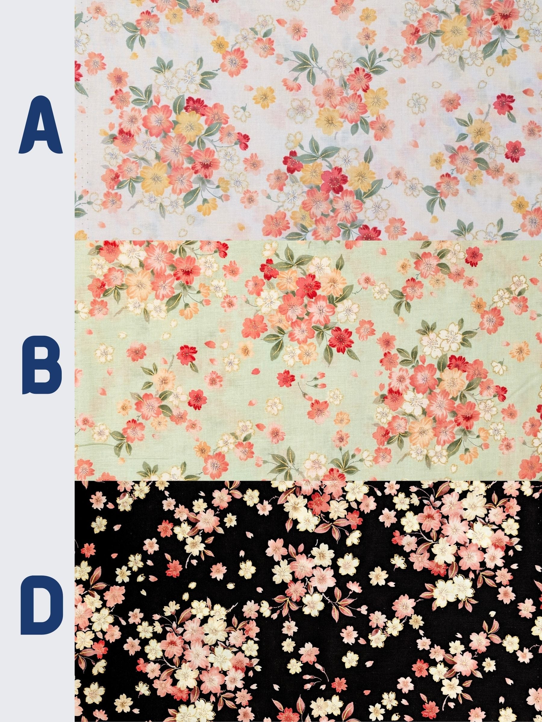 Kokka - Golden Cherry Blossoms Cotton Sheeting Fabric - White