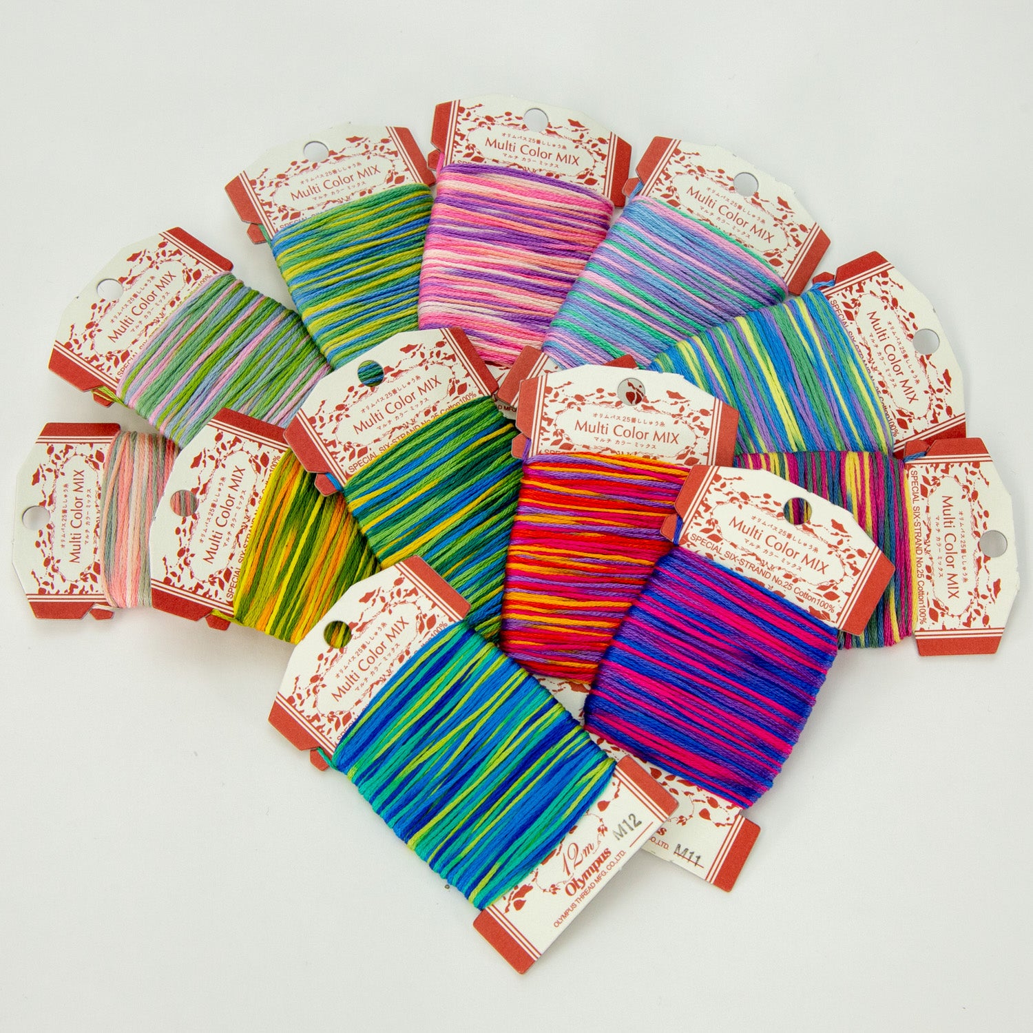 Olympus - Multi Color Mix No.25 Cotton Embroidery Floss 12m Card - M5 Purple Blue Green